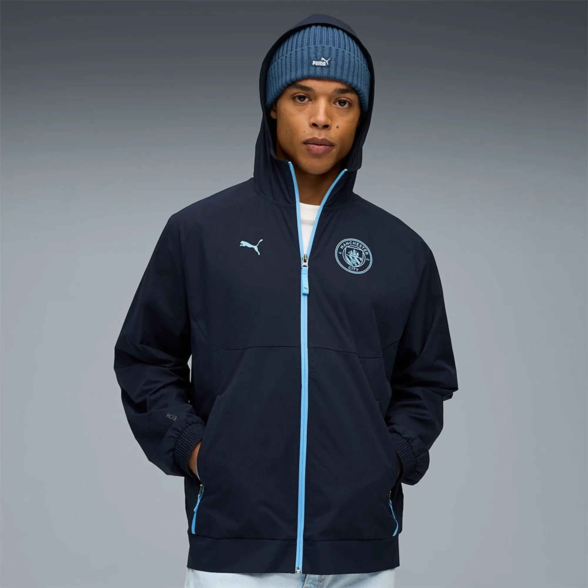 Manchester City PUMAtech Woven Jacket Men, Dark Blue