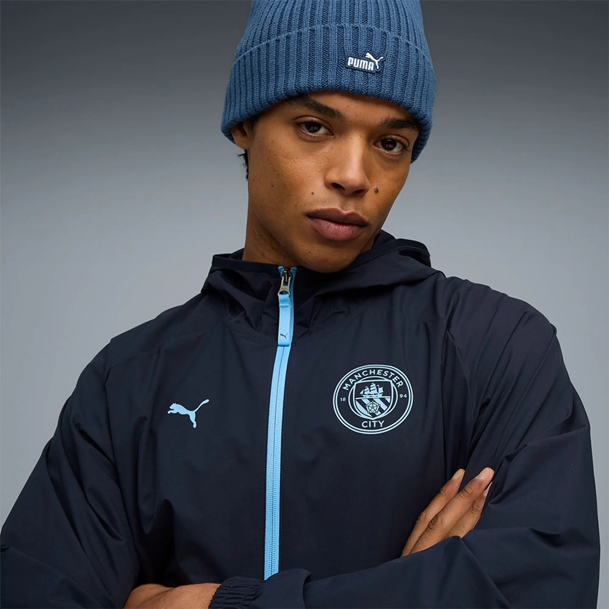 Manchester City PUMAtech Woven Jacket Men, Dark Blue