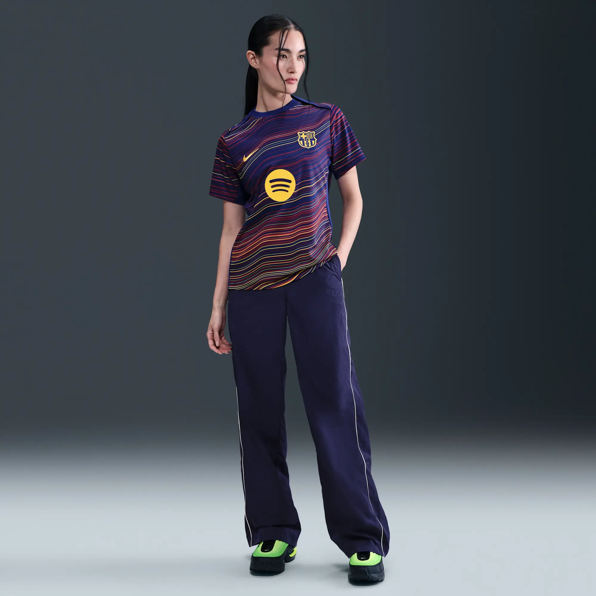 F.C. Barcelona Academy Pro Home Women's Nike Dri-FIT Football Pre-Match Short-Sleeve Top - Blue - Polyester