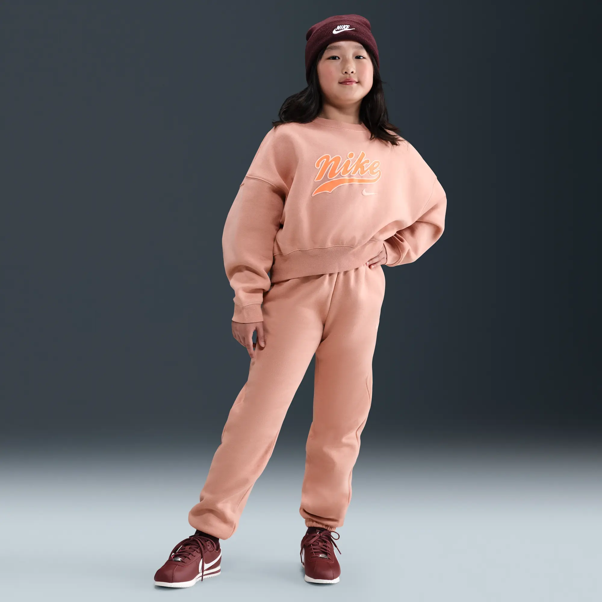 Nike Sportswear Older Kids' (Girls') Oversized Fleece Trousers - Pink - Cotton/Polyester