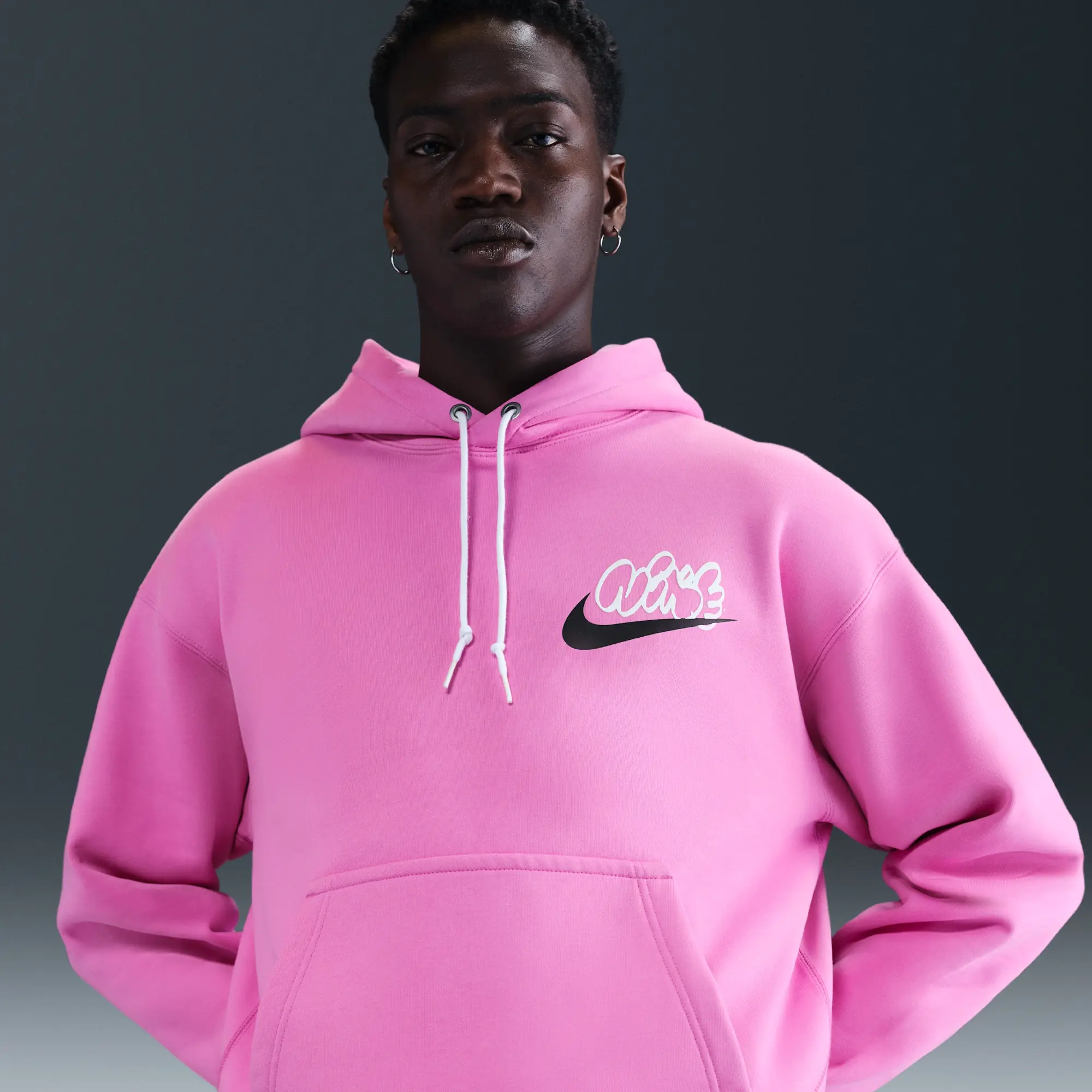 Nike Solo Swoosh Men's Fleece Hoodie - Pink - Cotton/Polyester