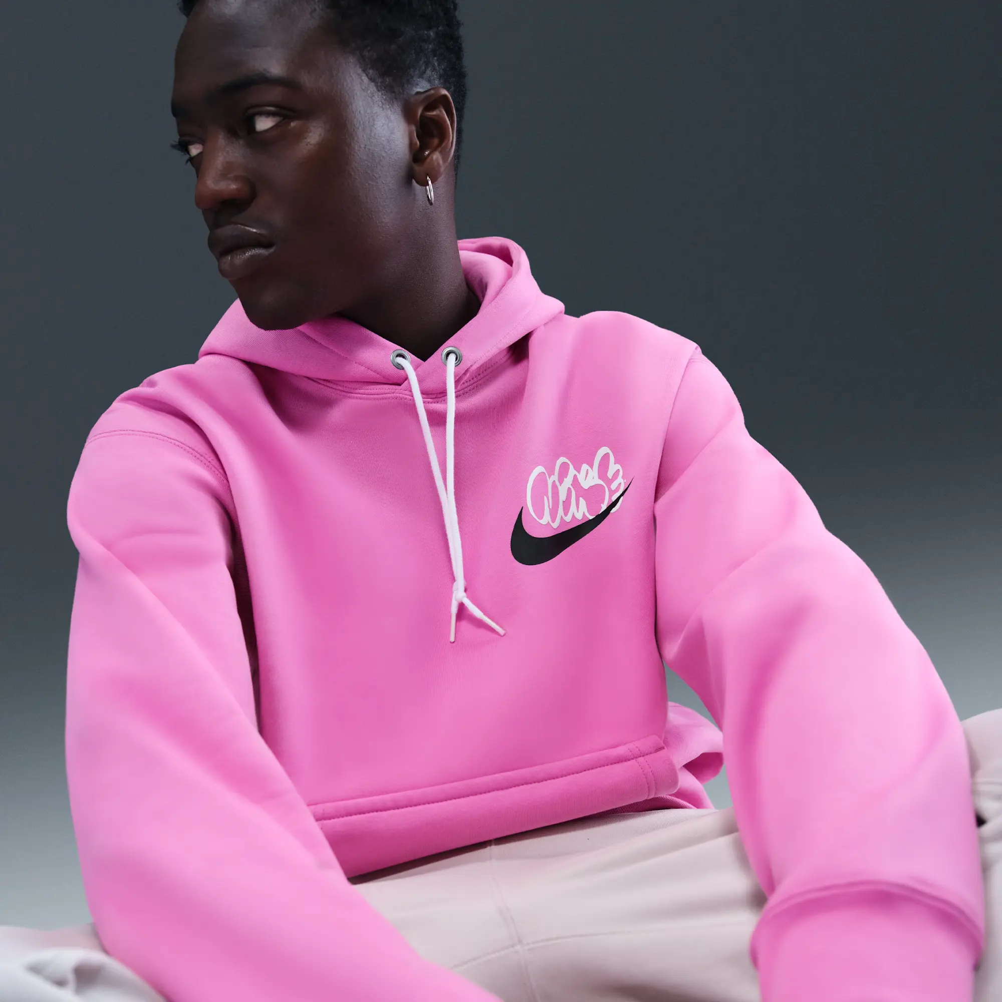 Nike Solo Swoosh Men's Fleece Hoodie - Pink - Cotton/Polyester