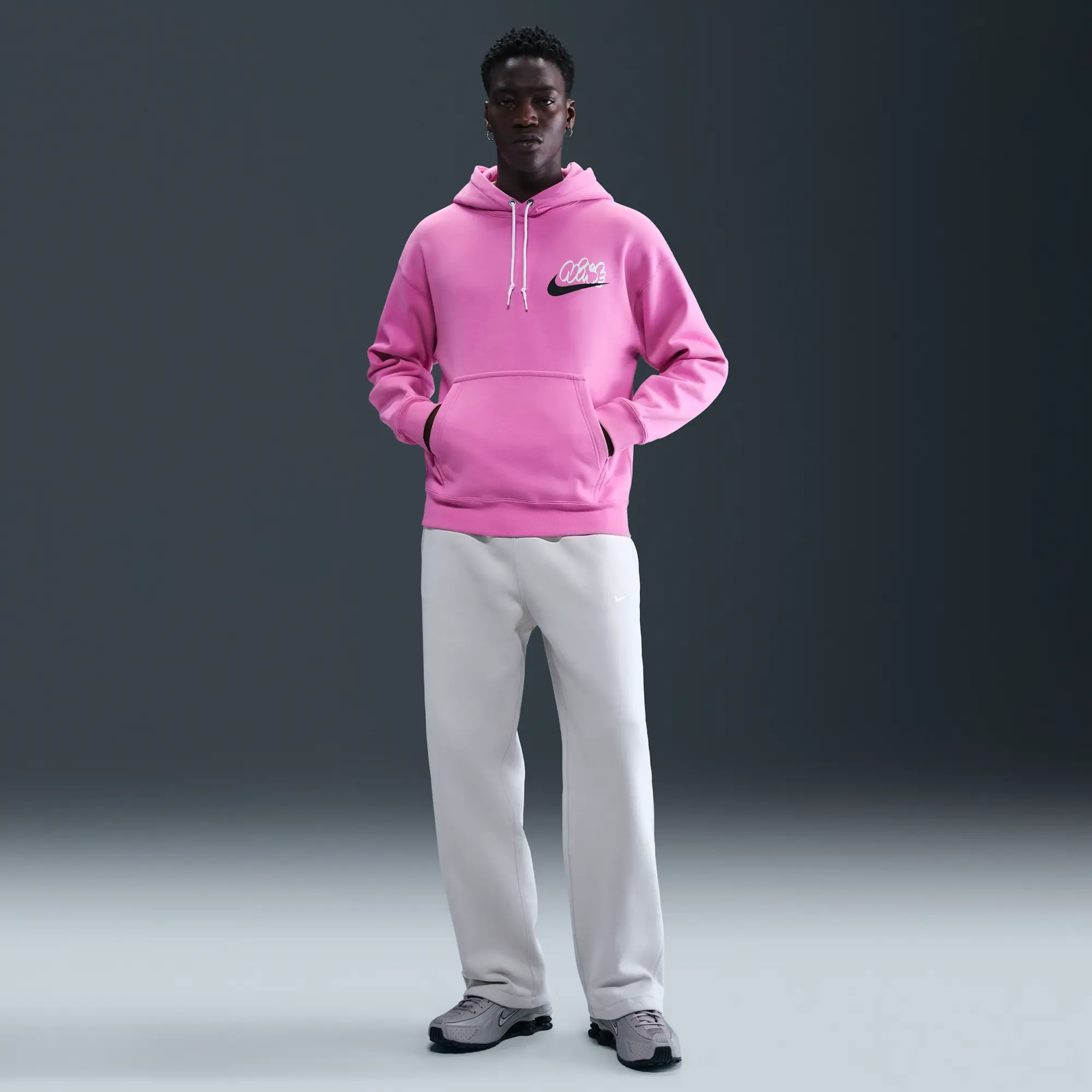 Nike Solo Swoosh Men's Fleece Hoodie - Pink - Cotton/Polyester