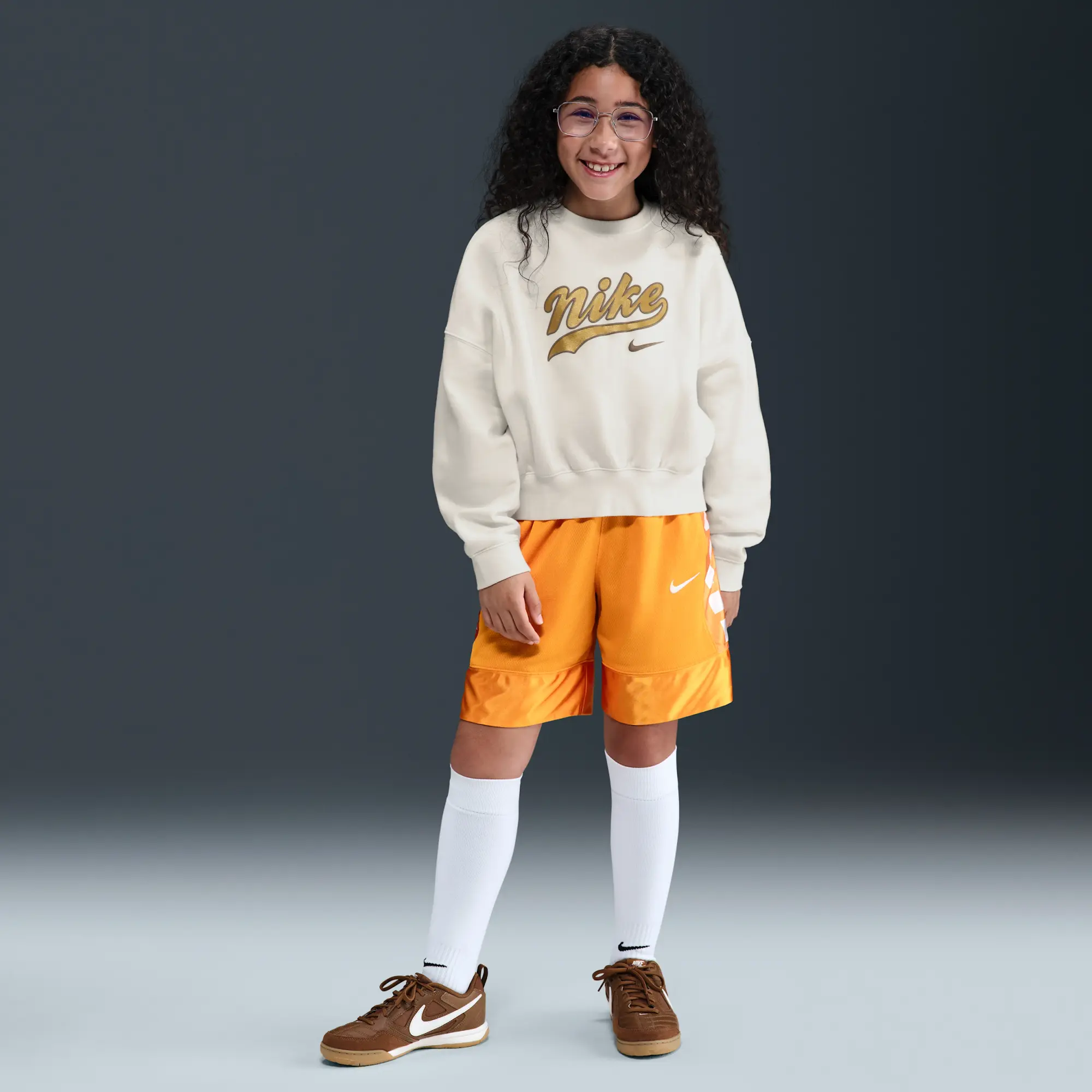 Nike Sportswear Older Kids' (Girls') Cropped Fleece Sweatshirt - White - Cotton/Polyester