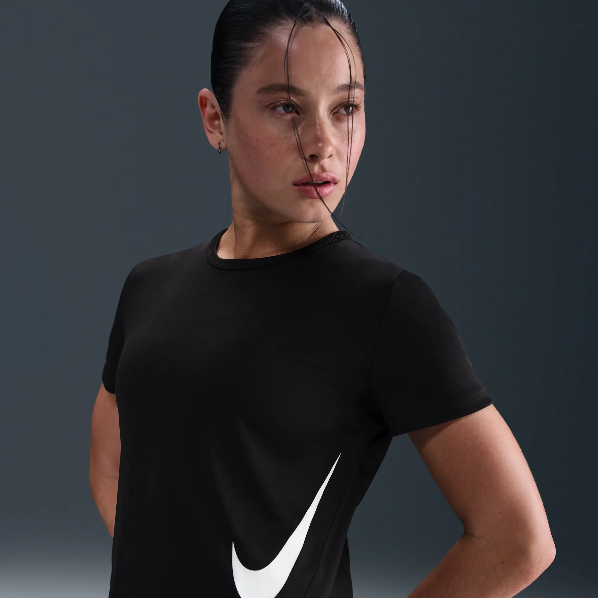Nike Tempo Swoosh Run Women's Dri-FIT Short-Sleeve Running Top - Black - Sustainable Materials