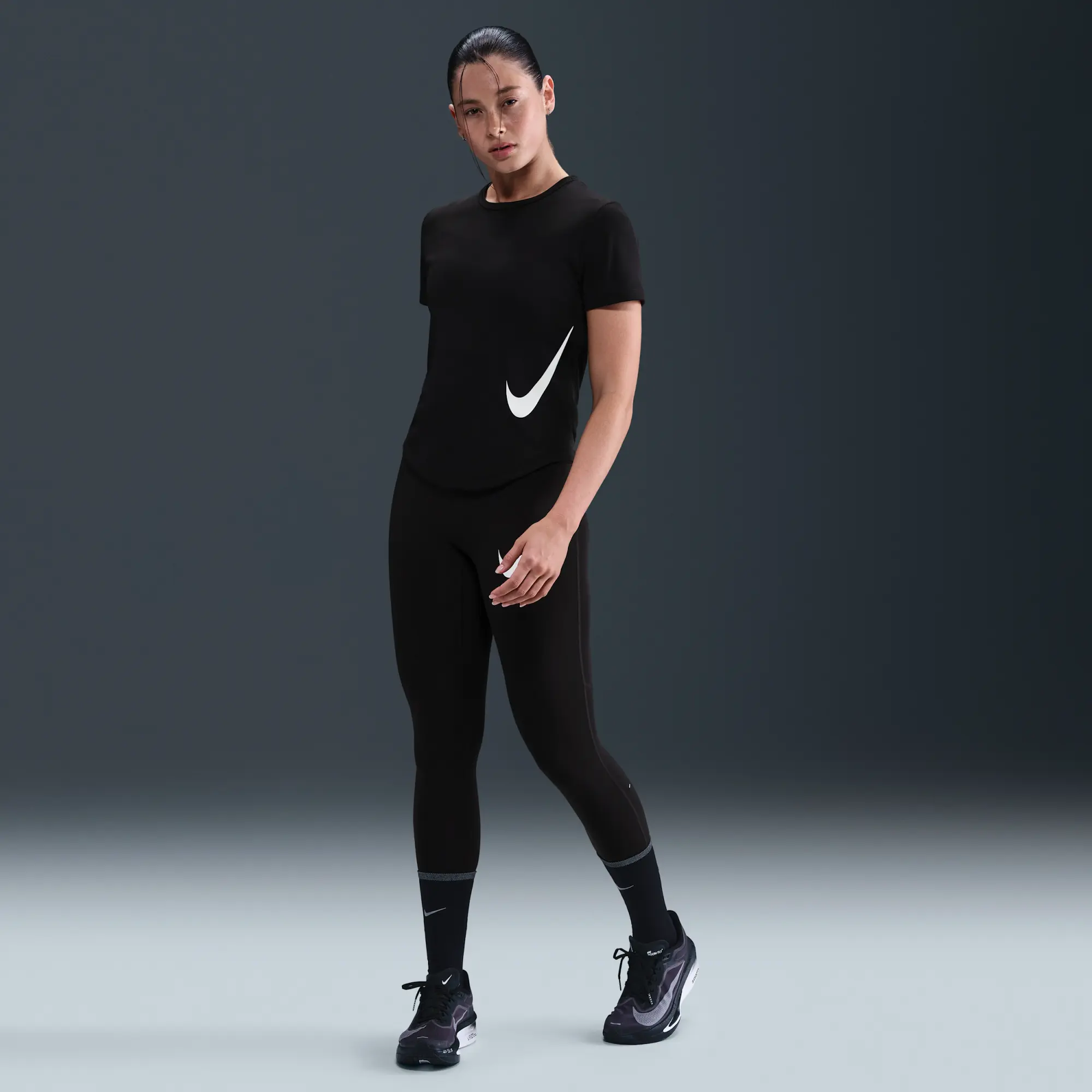 Nike Tempo Swoosh Run Women's Dri-FIT Short-Sleeve Running Top - Black - Sustainable Materials