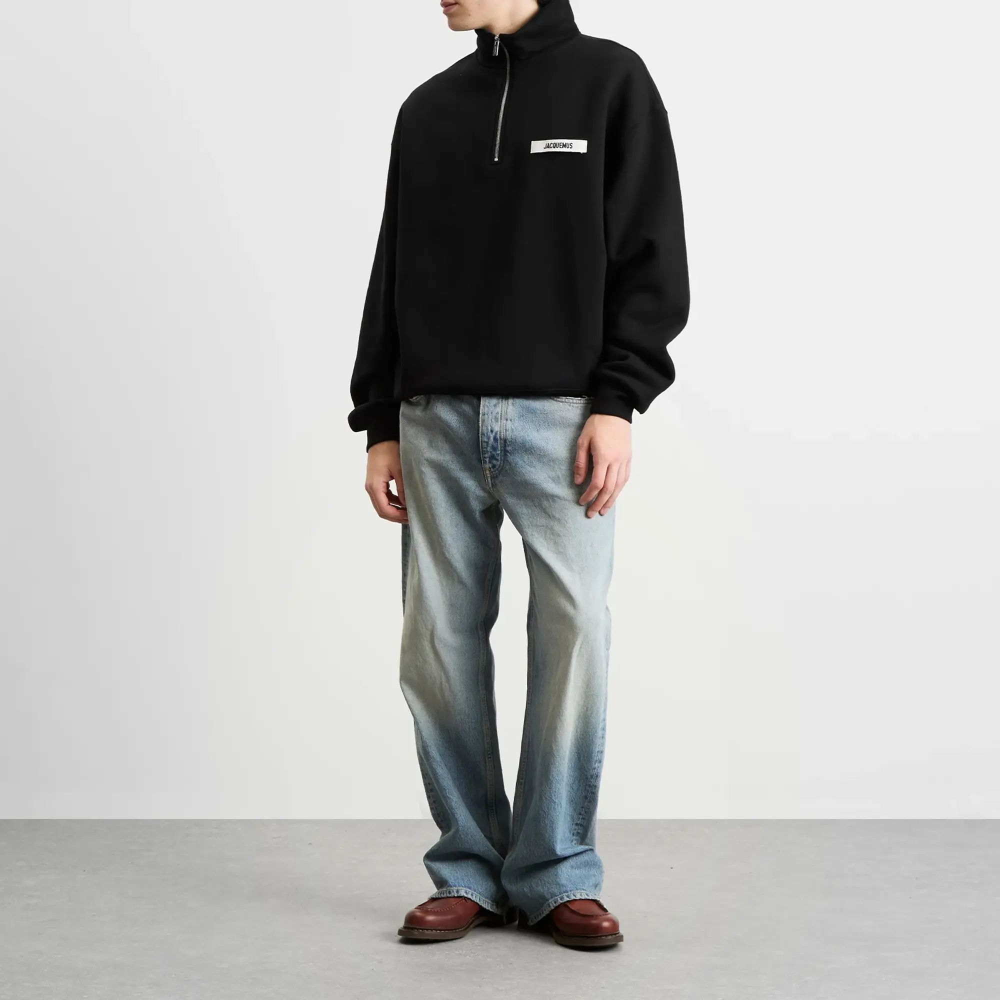 Jacquemus Men's Grosgrain Zip Sweat Black