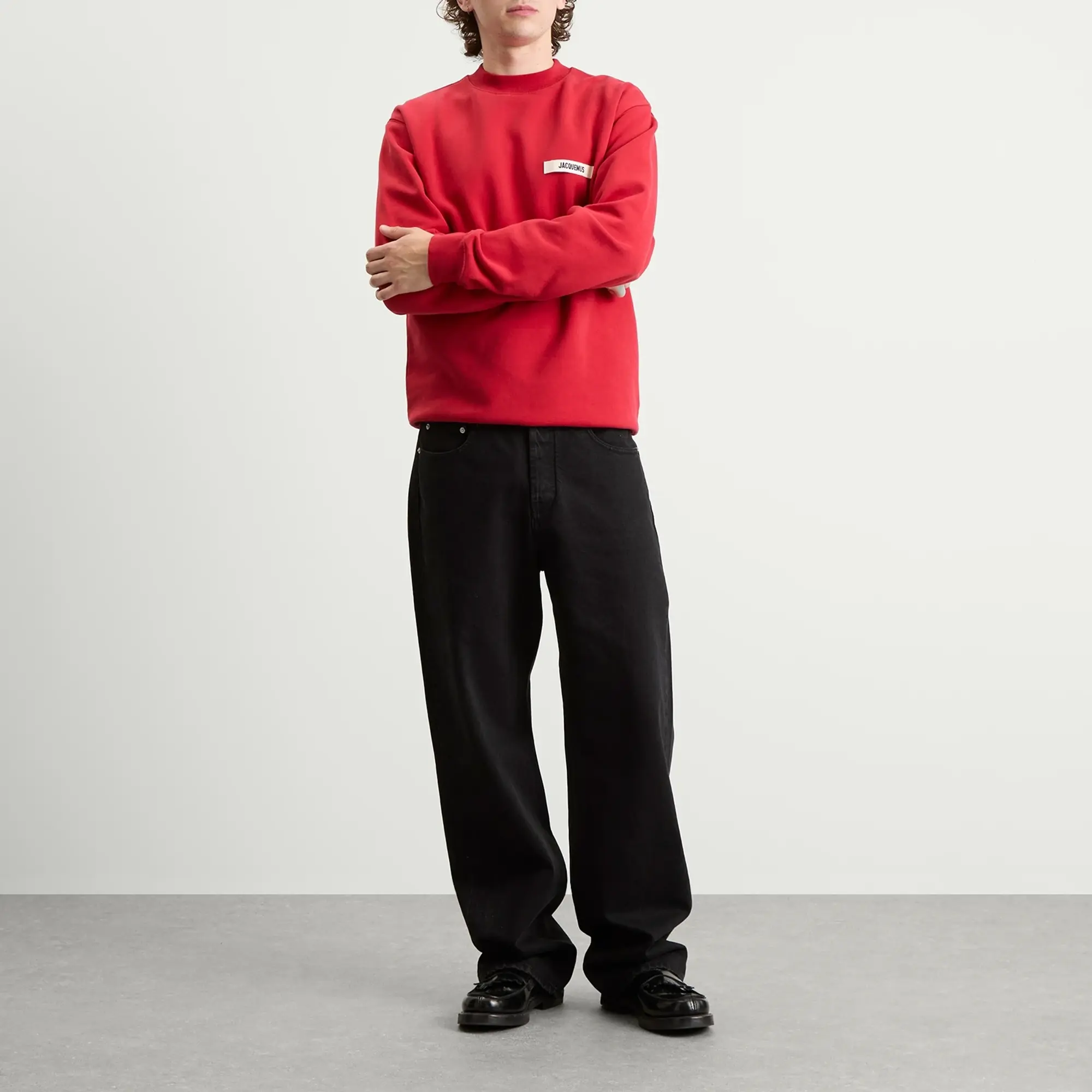 Jacquemus Men's Grosgrain Sweatshirt Dark Red