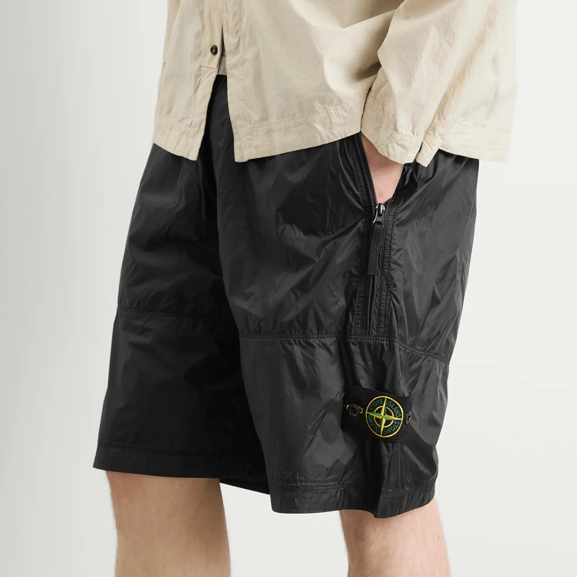 Stone Island Men's Ripstop Light Nylon Shorts Lead Grey
