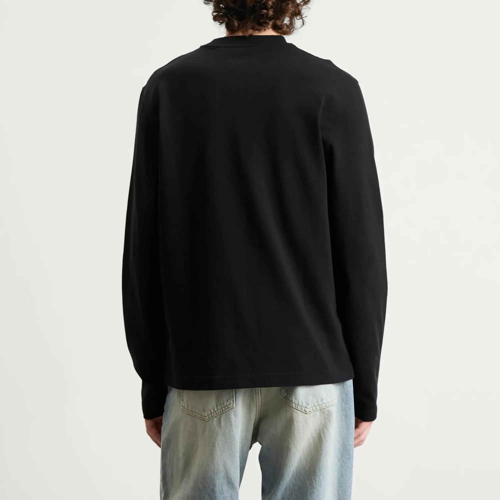 Jacquemus Men's Grosgrain Logo Long Sleeve T-Shirt Black