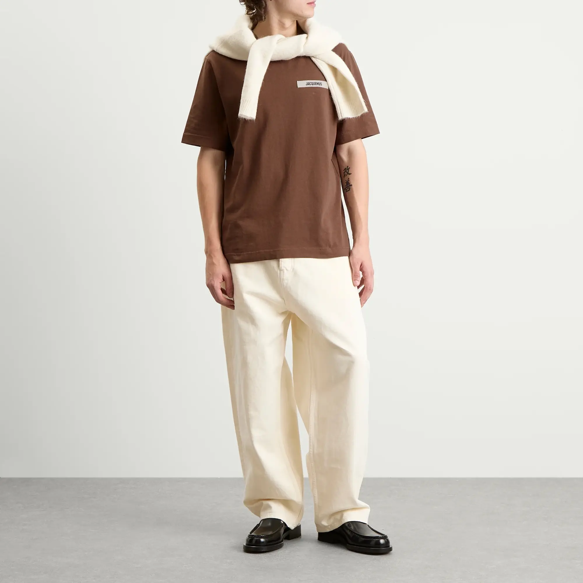 Jacquemus Men's Grosgrain Logo T-Shirt Dark Brown