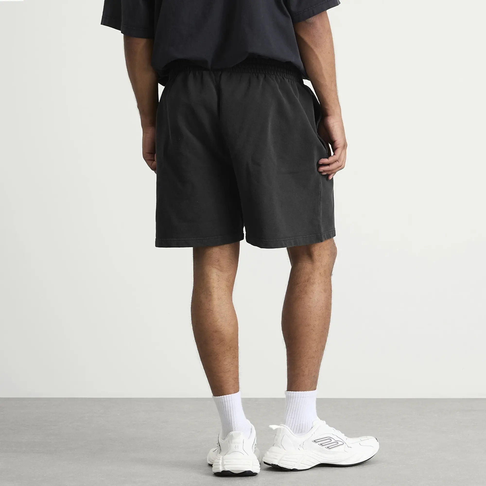 Balenciaga Men's Uniform Merch Dry Molleton Shorts Faded Washed Black