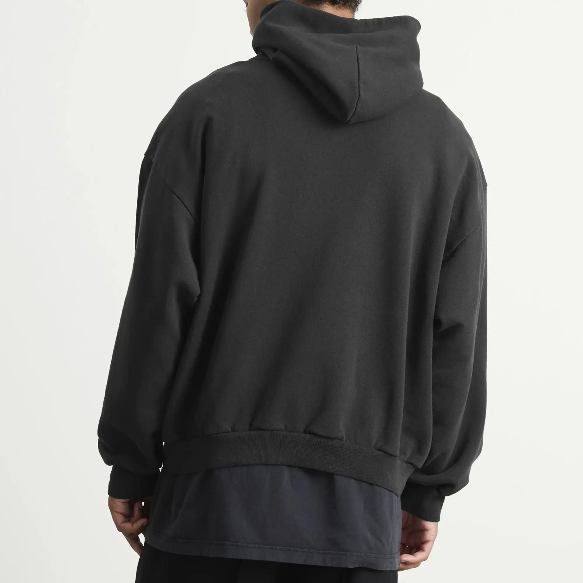 Balenciaga Men's Nano BB Logo Dry Molleton Medium Fit Hoodie Faded Black