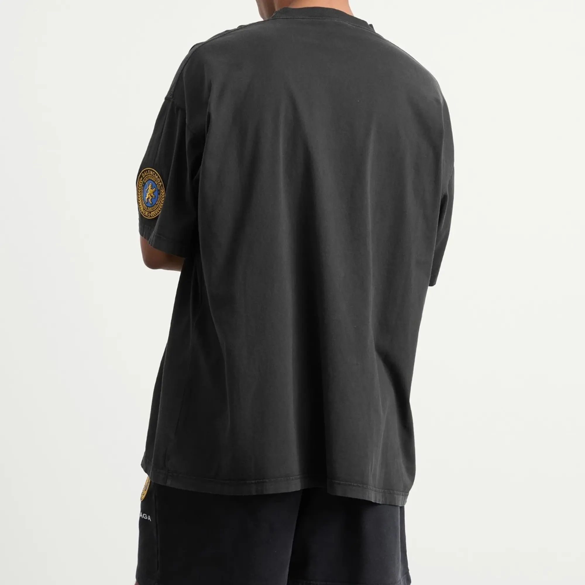 Balenciaga Men's Uniform Merch Dry Jersey Oversized T-Shirt Faded Washed Black