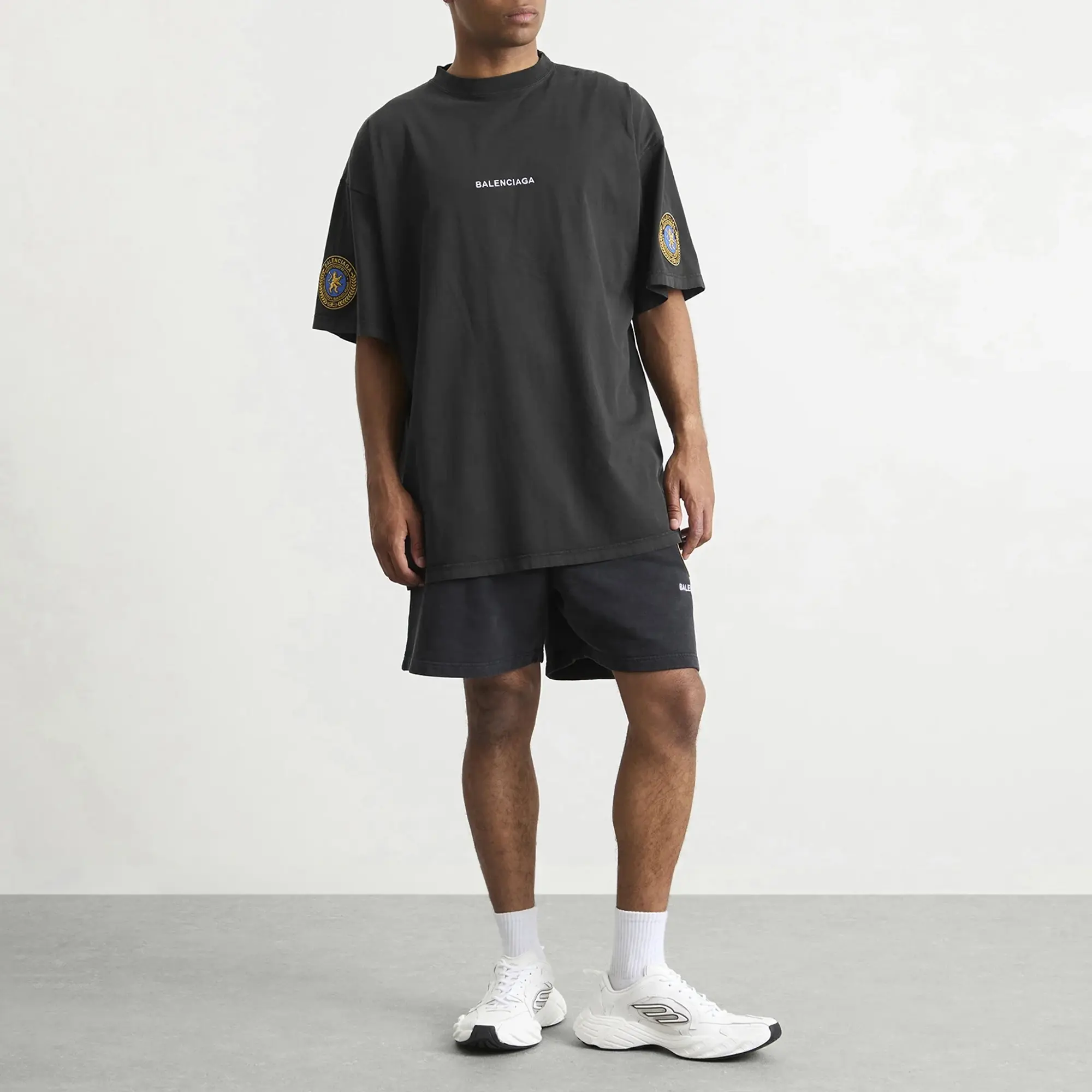 Balenciaga Men's Uniform Merch Dry Jersey Oversized T-Shirt Faded Washed Black