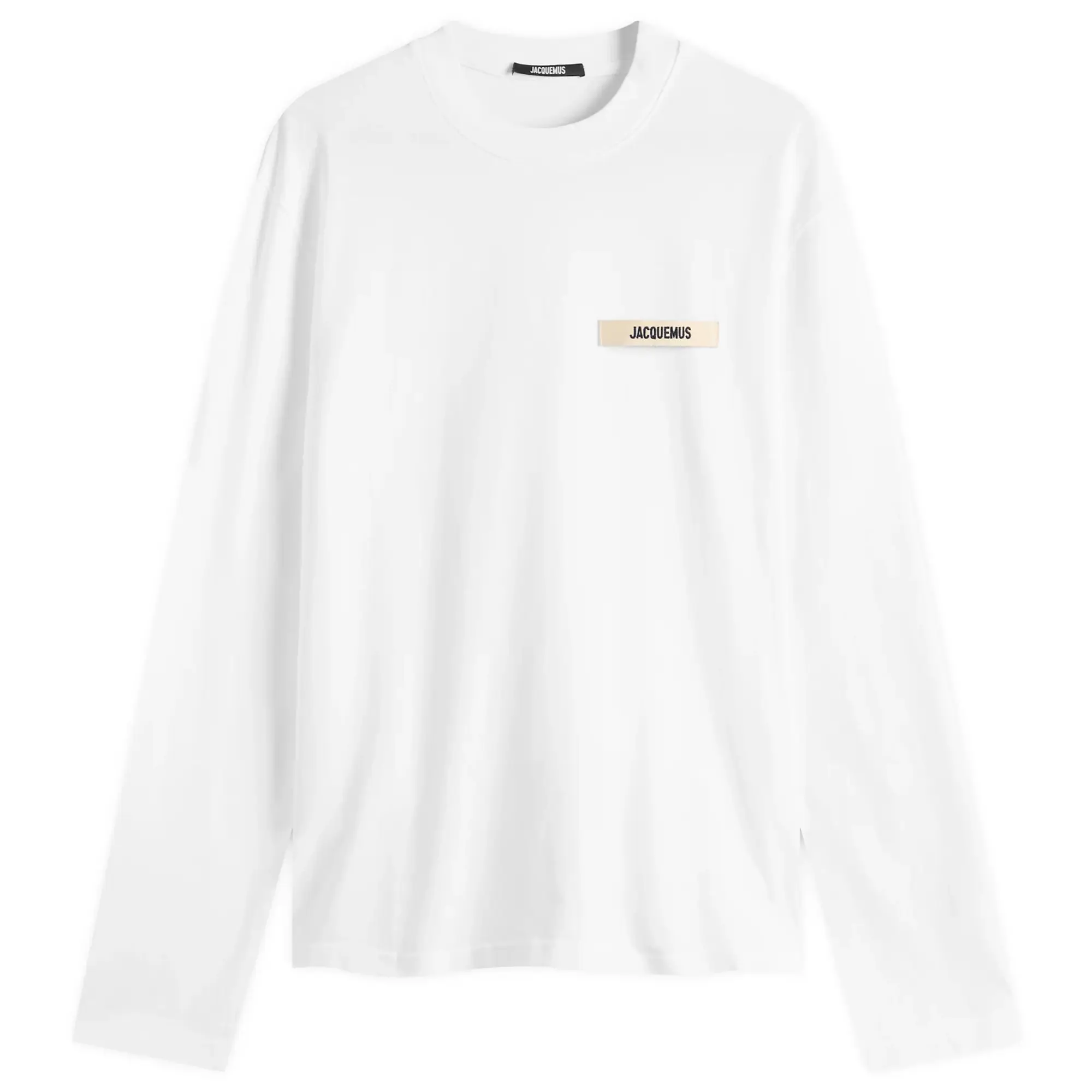 Jacquemus Men's Grosgrain Logo Long Sleeve T-Shirt White