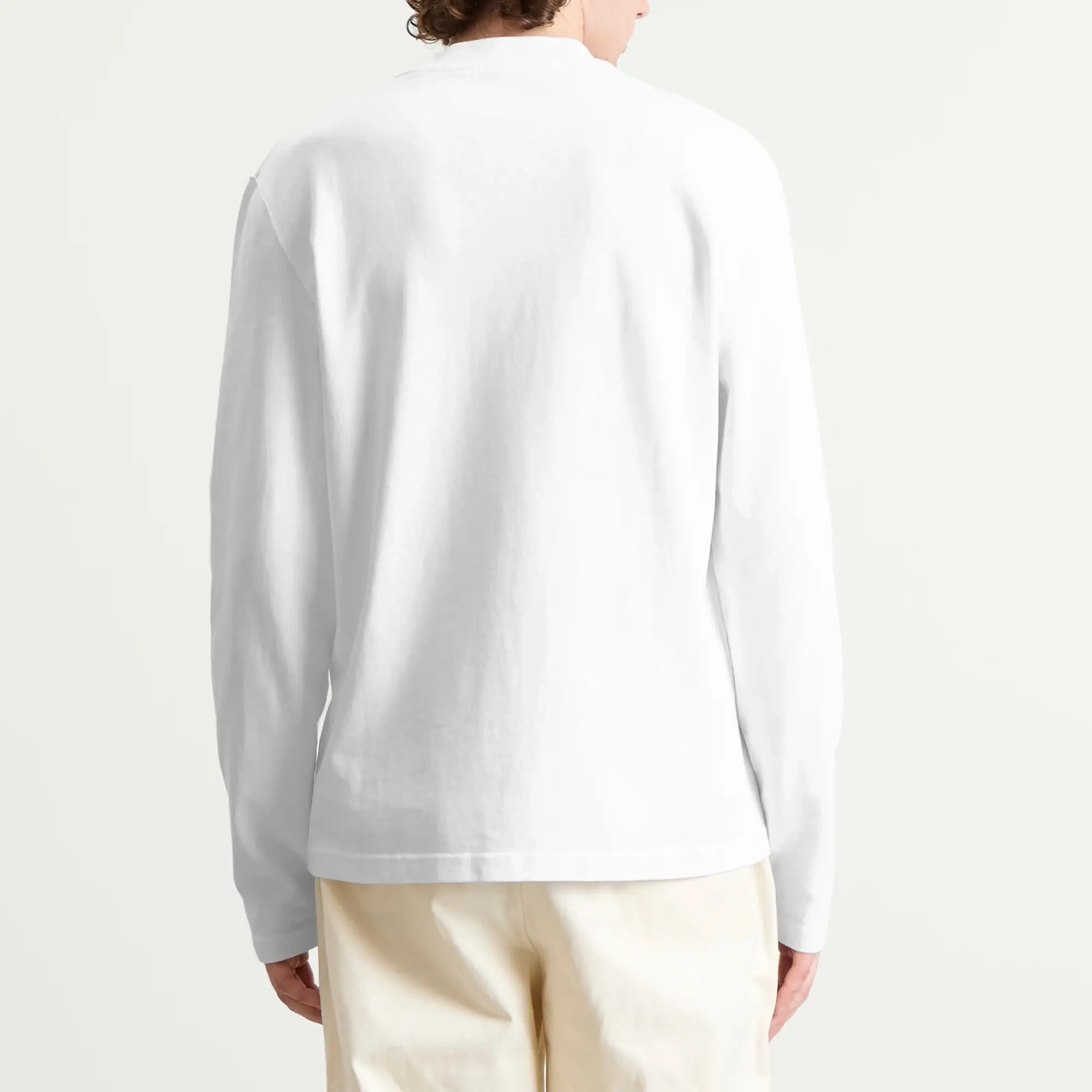 Jacquemus Men's Grosgrain Logo Long Sleeve T-Shirt White