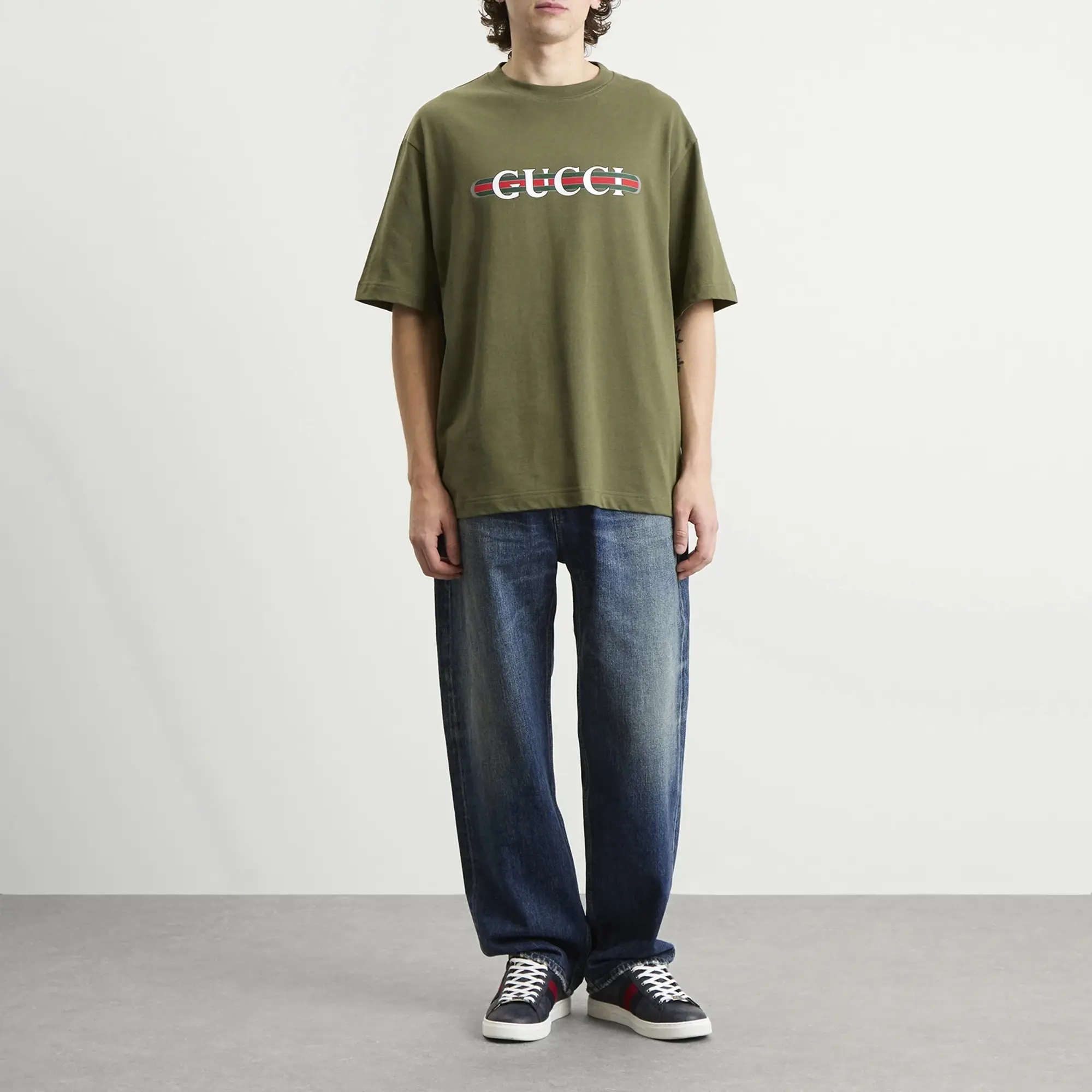 Gucci Men's Interlocking Logo Heavy Cotton T-Shirt Green