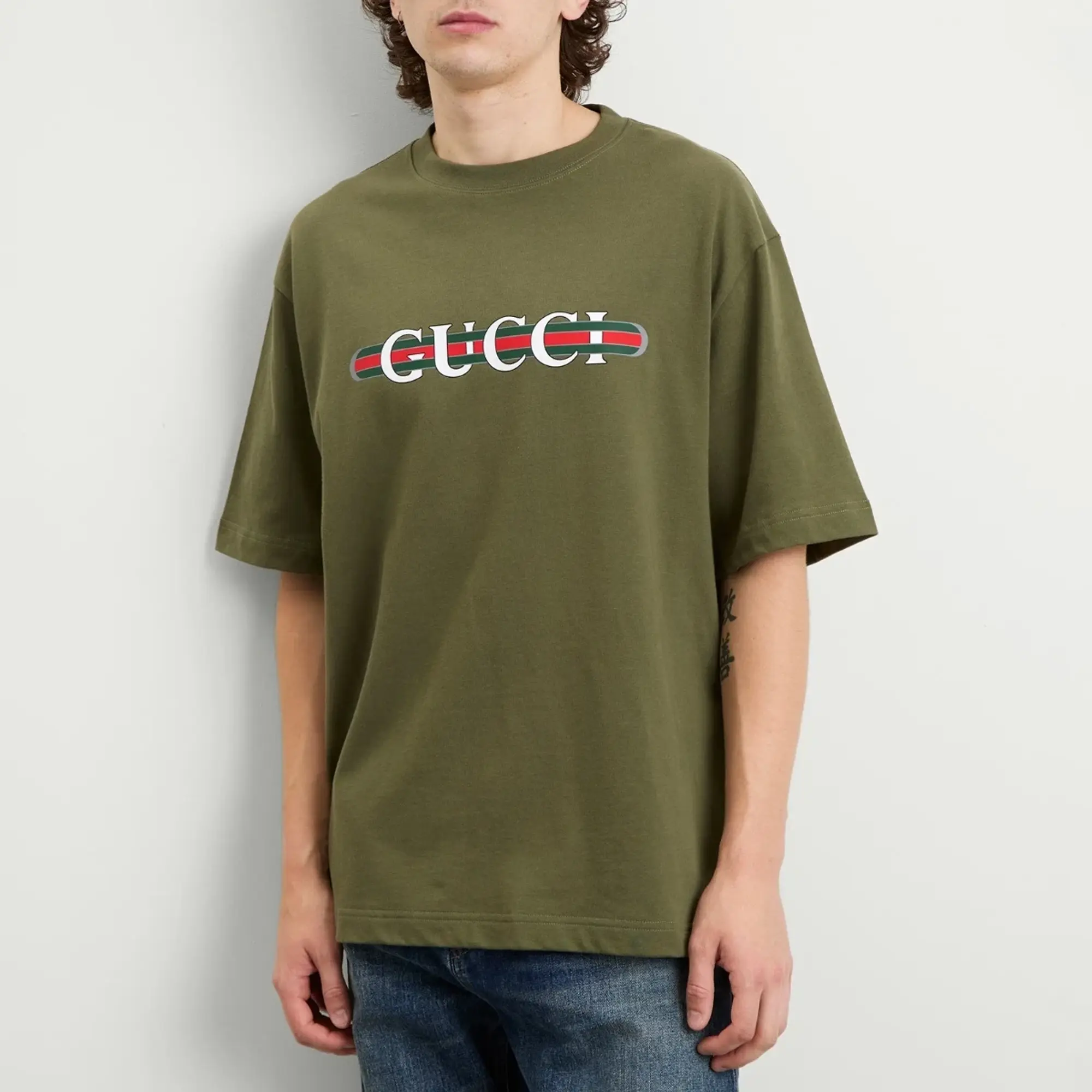 Gucci Men's Interlocking Logo Heavy Cotton T-Shirt Green