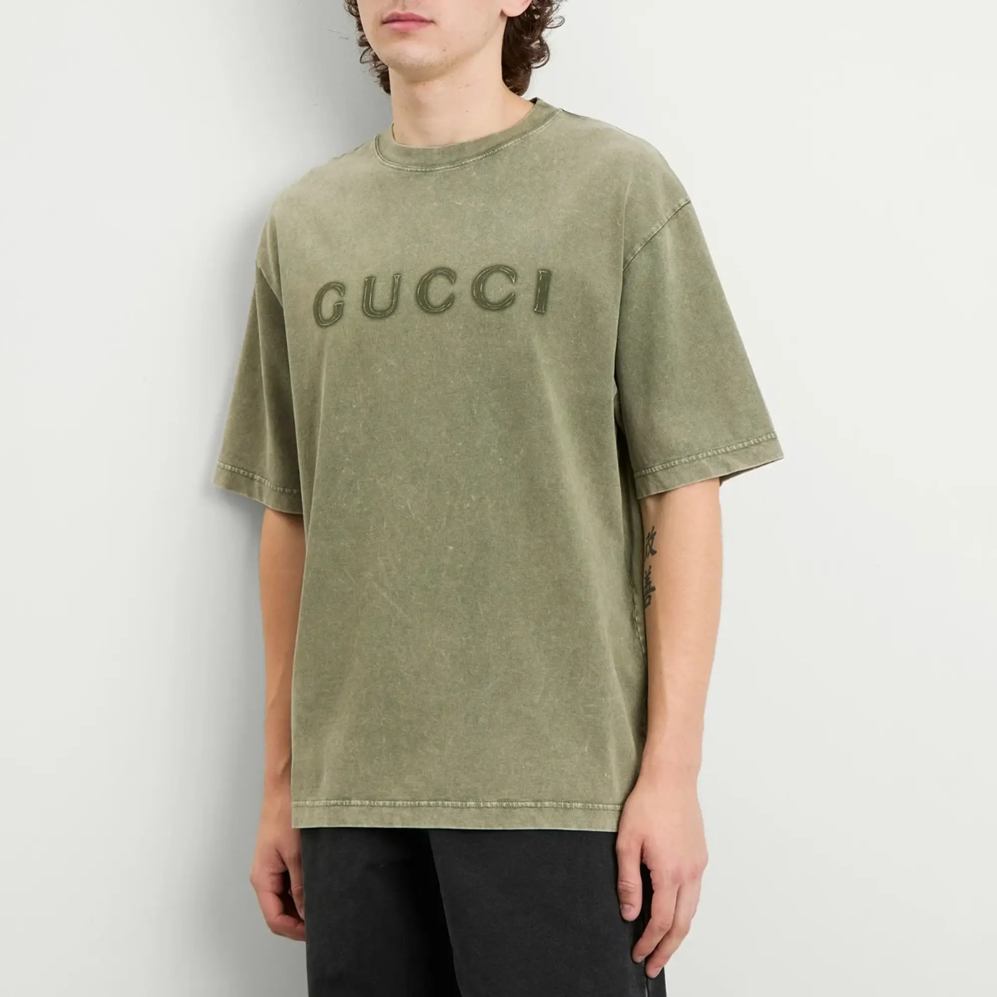 Gucci Men's Faded Logo T-Shirt Green
