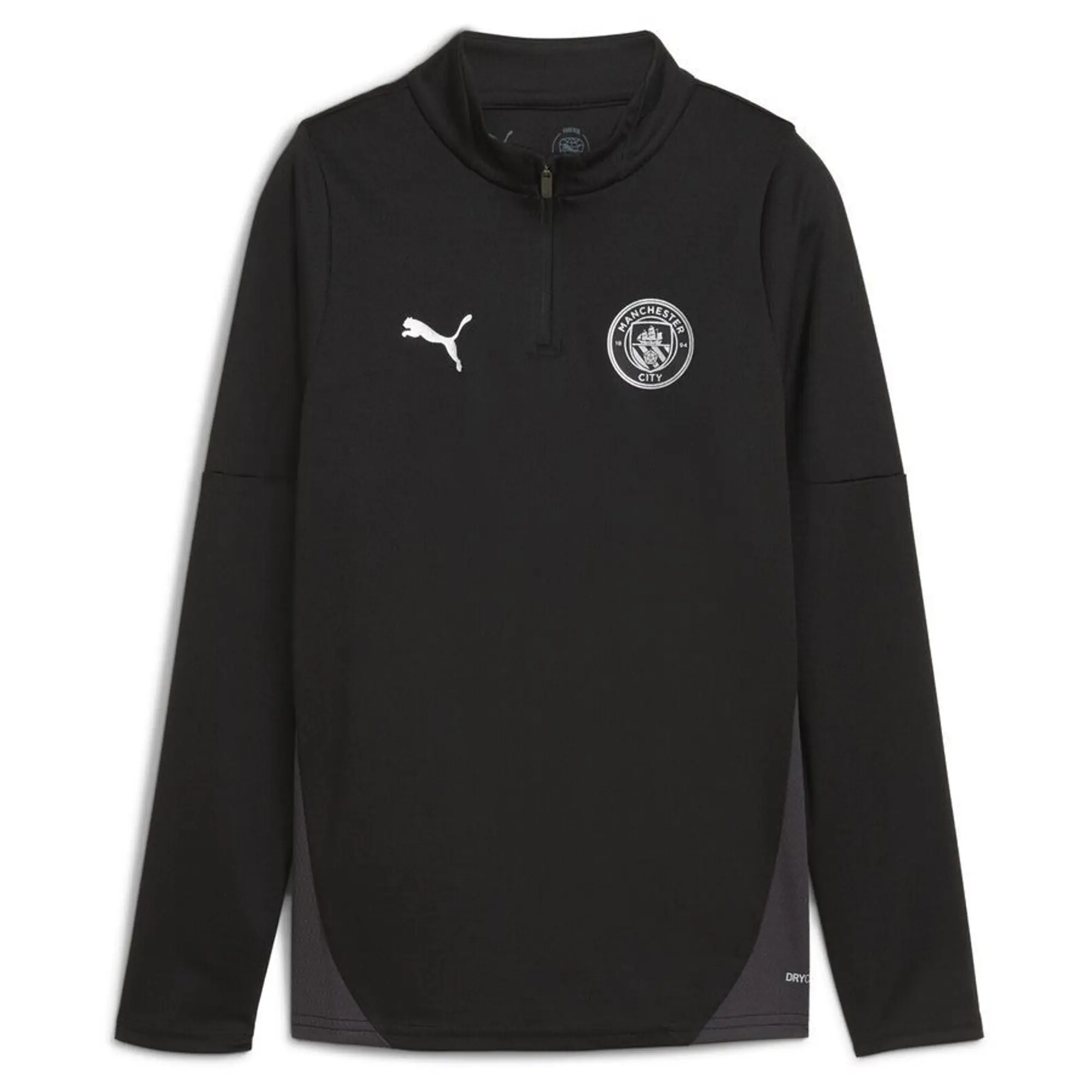 PUMA Manchester City Training Quarter-Zip Top Shirt Youth, Black/Silver