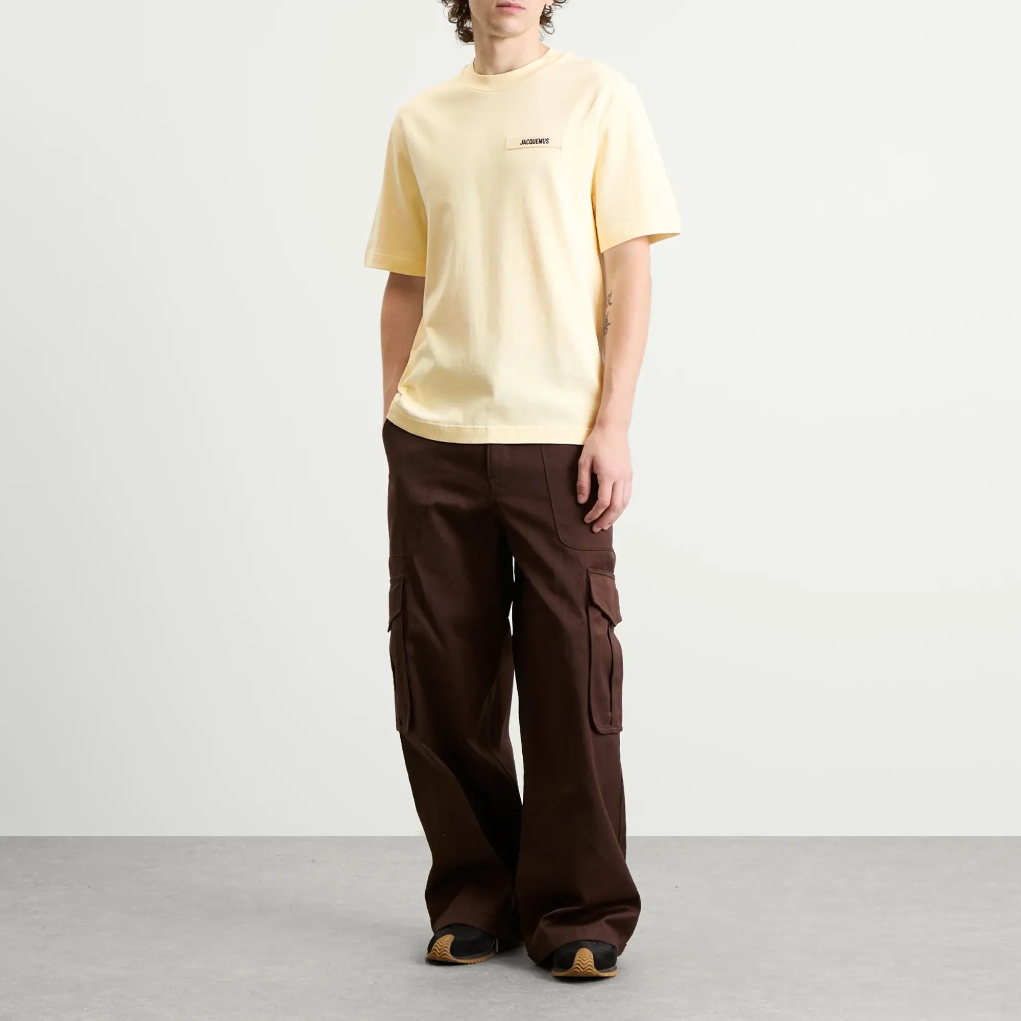 Jacquemus Men's Grosgrain Logo T-Shirt Beige