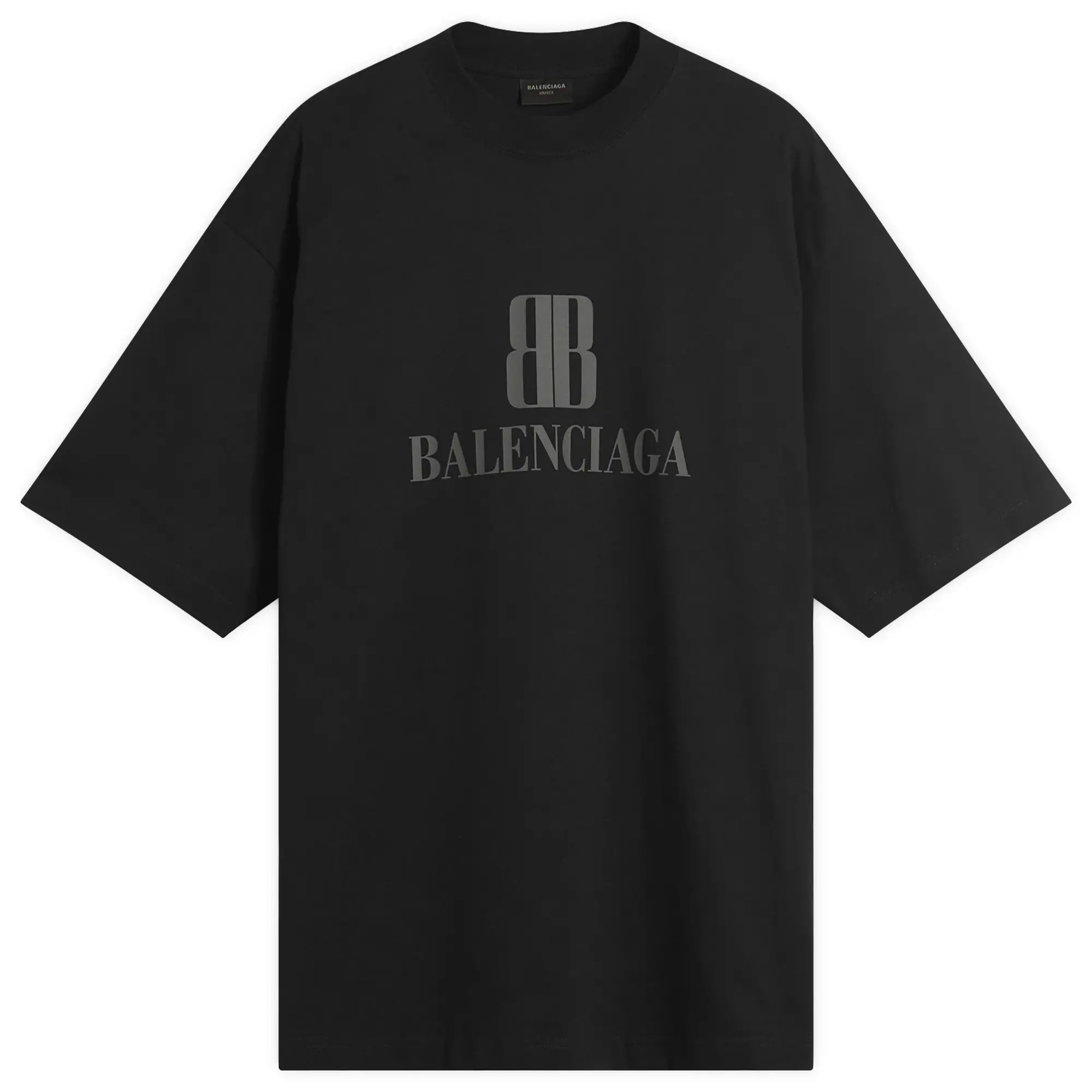 Balenciaga Men's Nano BB Logo Dry Jersey Medium Fit T-Shirt Faded Black