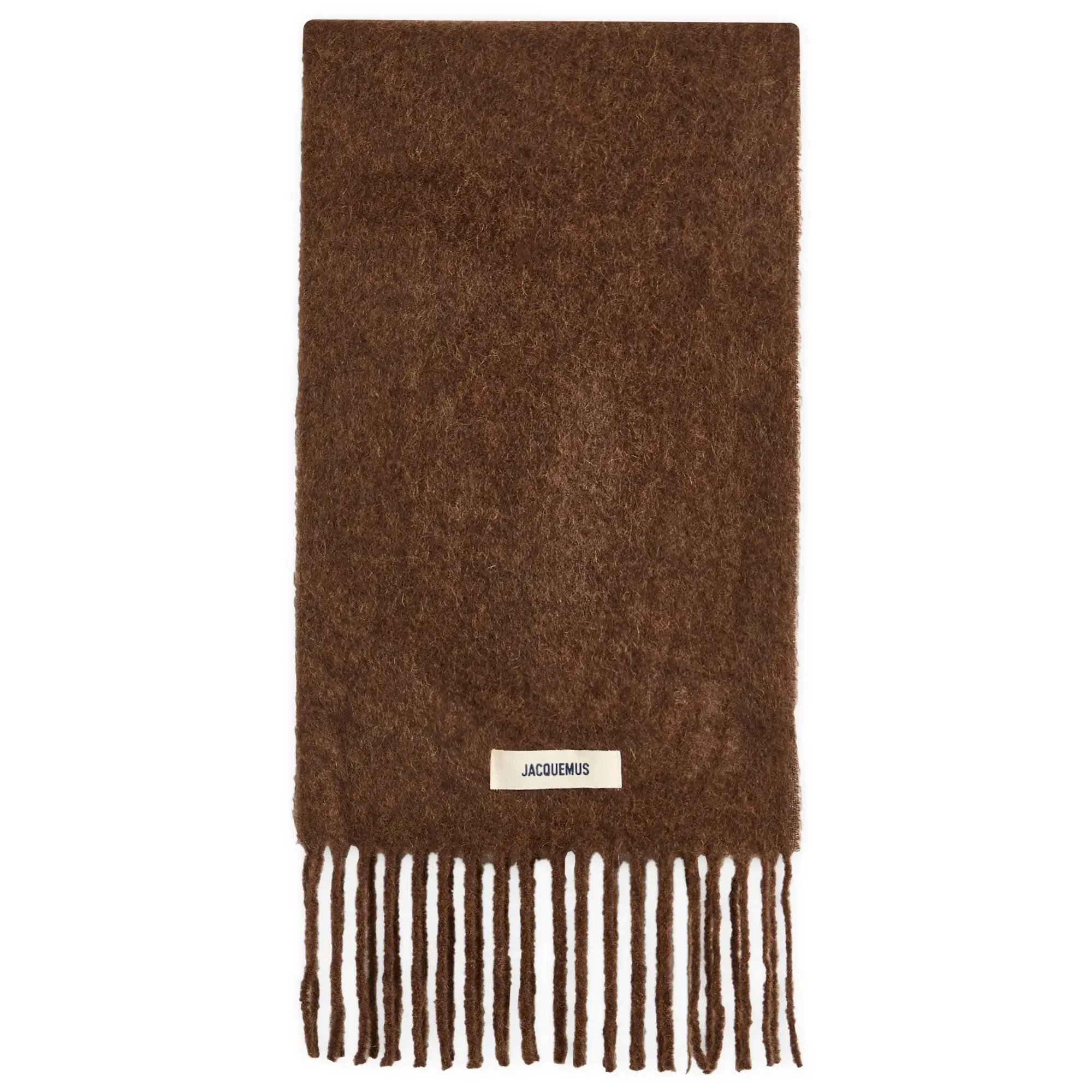 Jacquemus Men's Mohair Alpaca Grosgrain Logo Scarf Brown