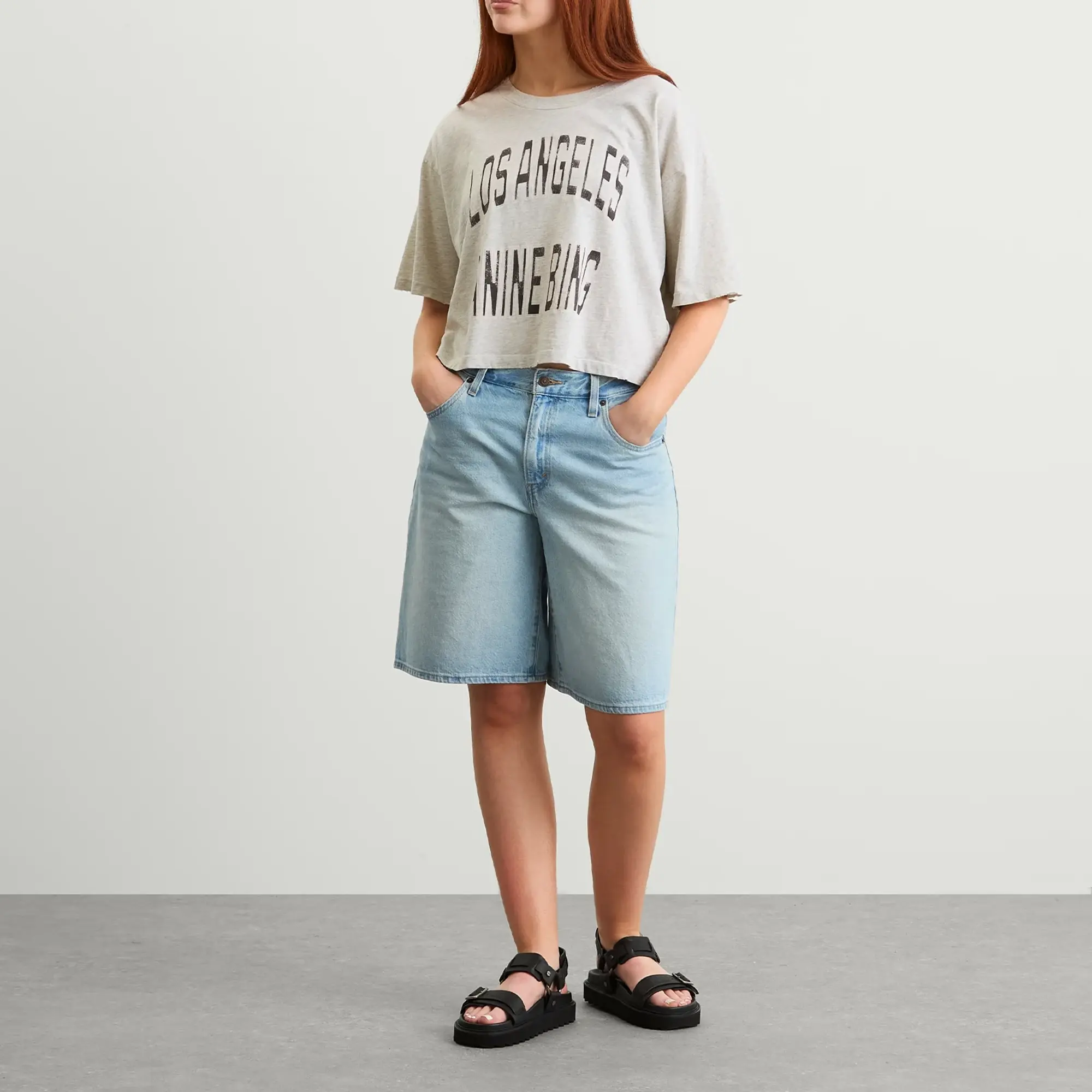 Anine Bing Women's Johnny Cropped T-Shirt Grey