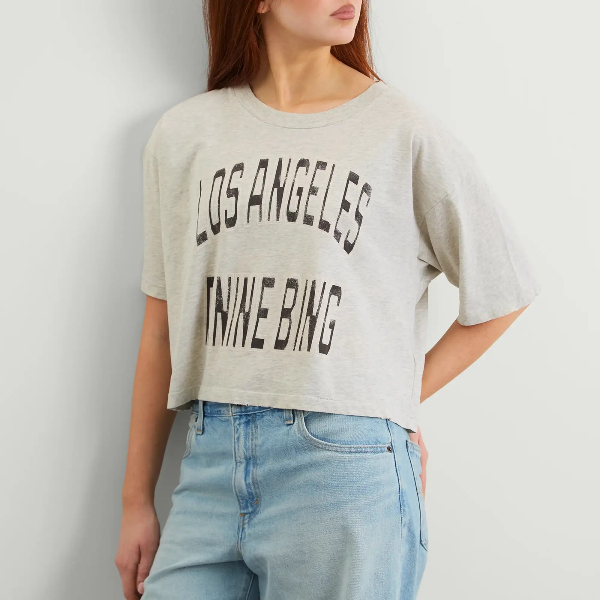 Anine Bing Women's Johnny Cropped T-Shirt Grey