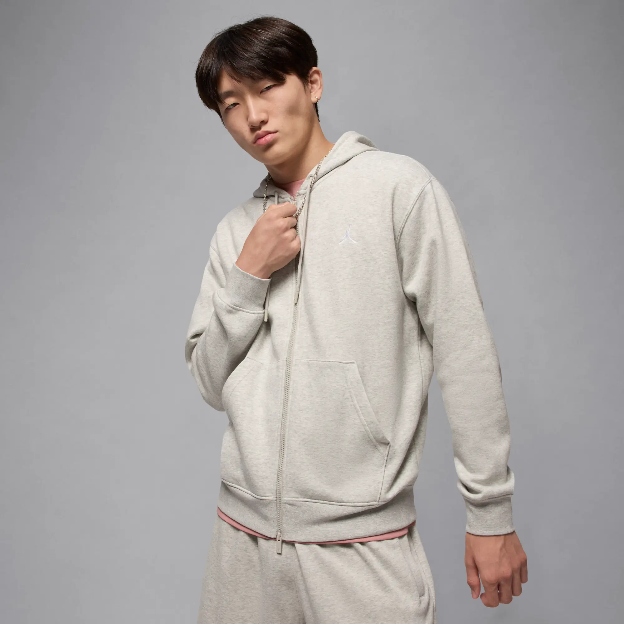Nike Jordan Brooklyn Fleece Men's Full-Zip Hoodie - Grey - Fleece