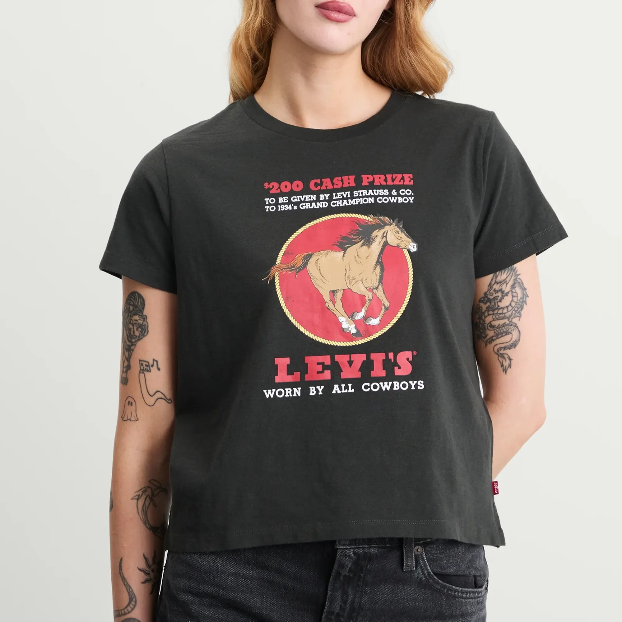 Levi's Women's Horse Print T-Shirt Pirate Black