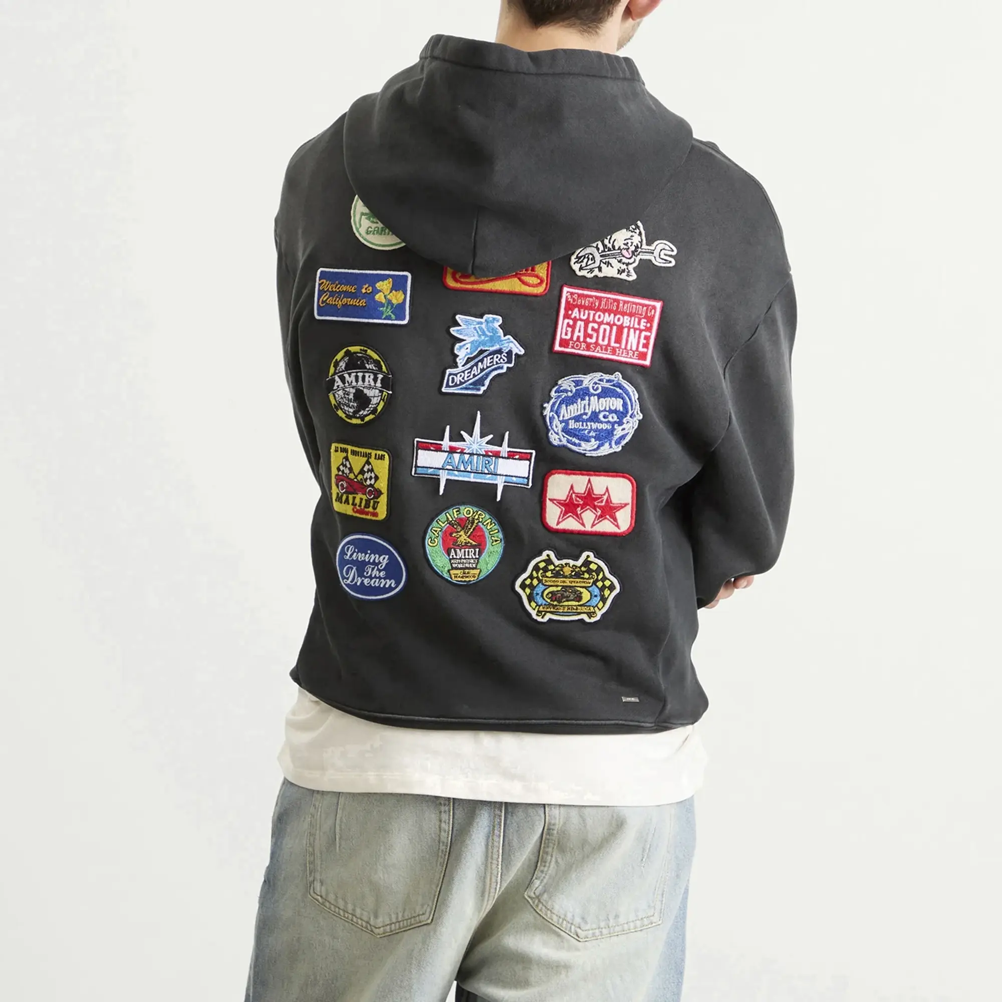 AMIRI Men's Station Patch Oversized Hoodie Black