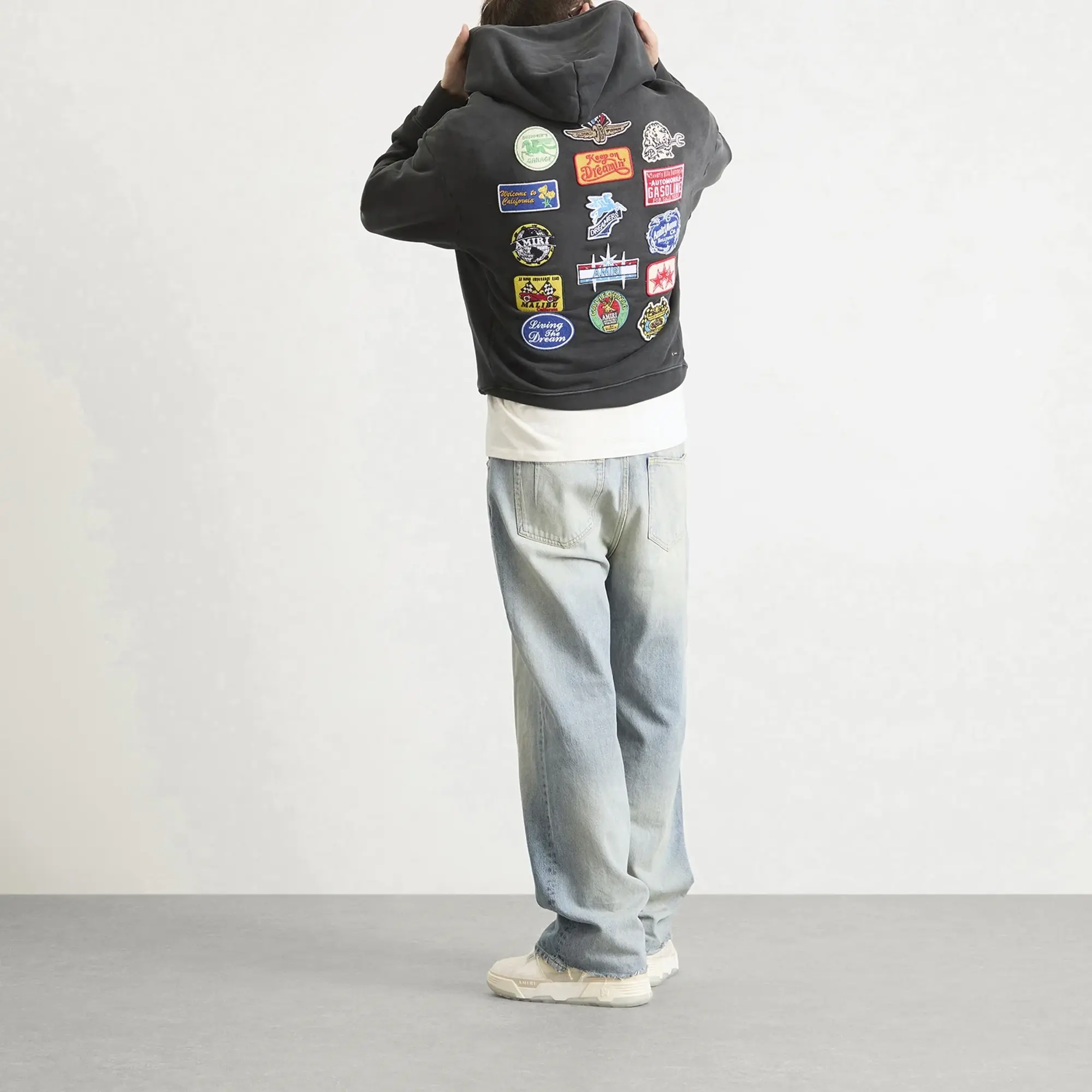 AMIRI Men's Station Patch Oversized Hoodie Black