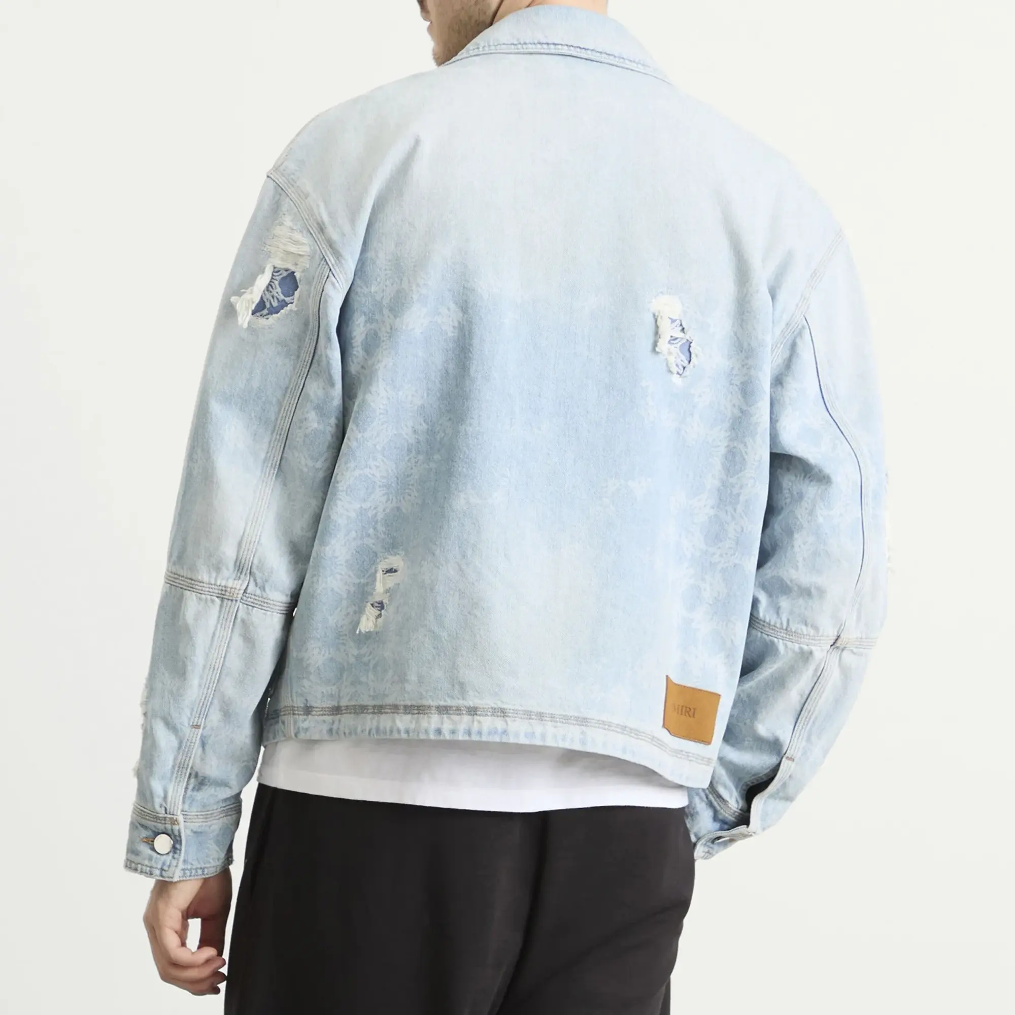 AMIRI Men's Denim Repair Work Jacket Faded Indigo