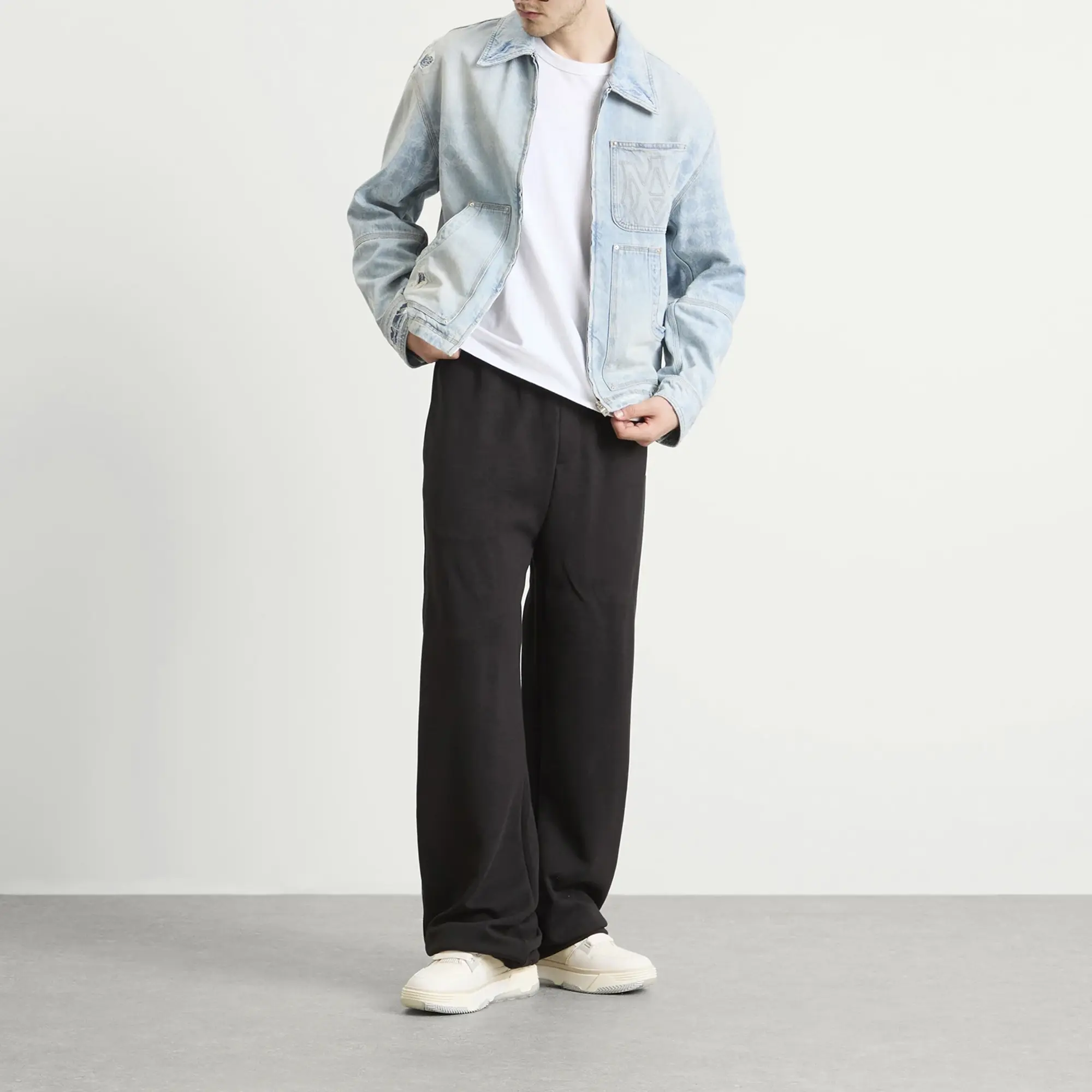 AMIRI Men's Denim Repair Work Jacket Faded Indigo