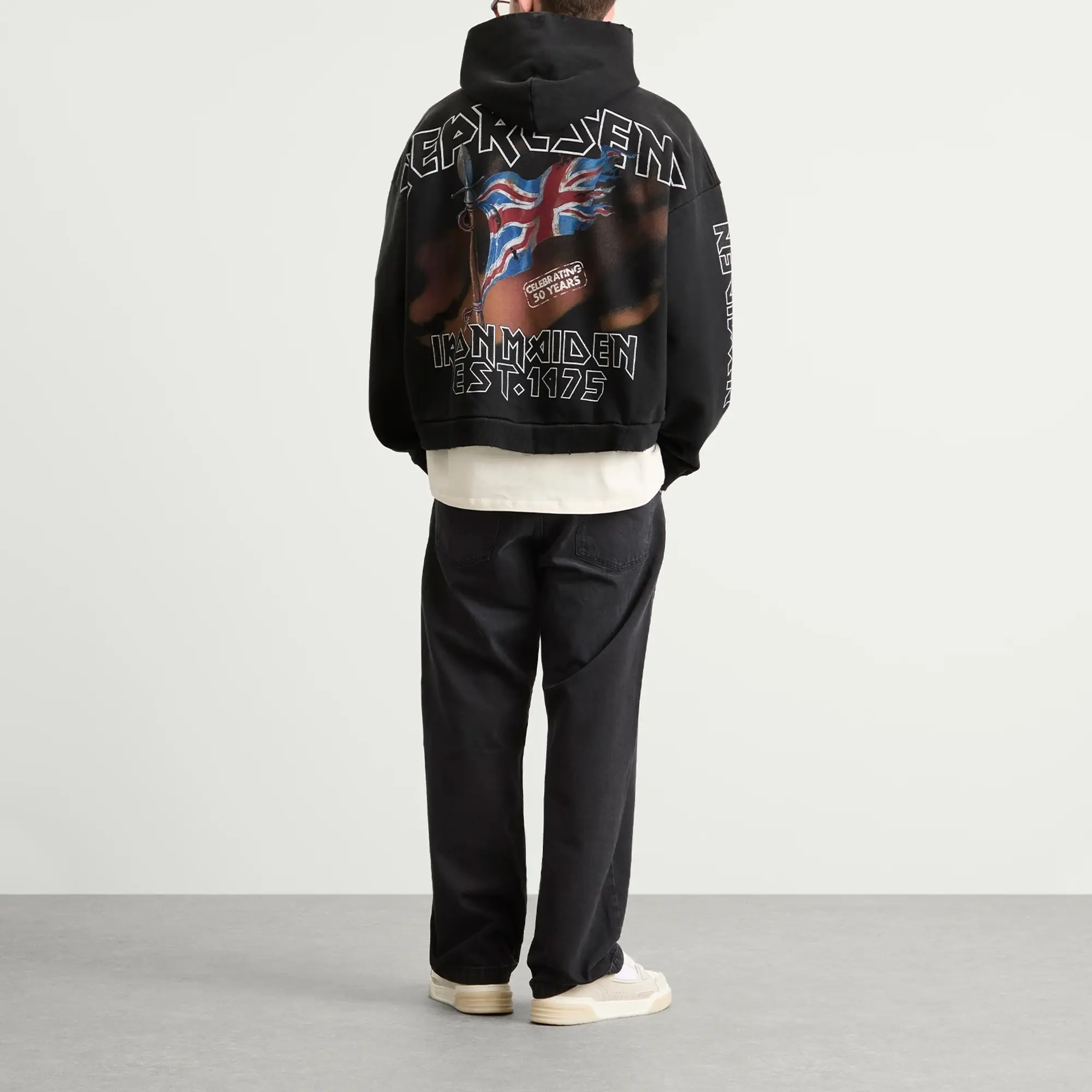Represent Men's Iron Maiden Steed Hoodie Stained Black