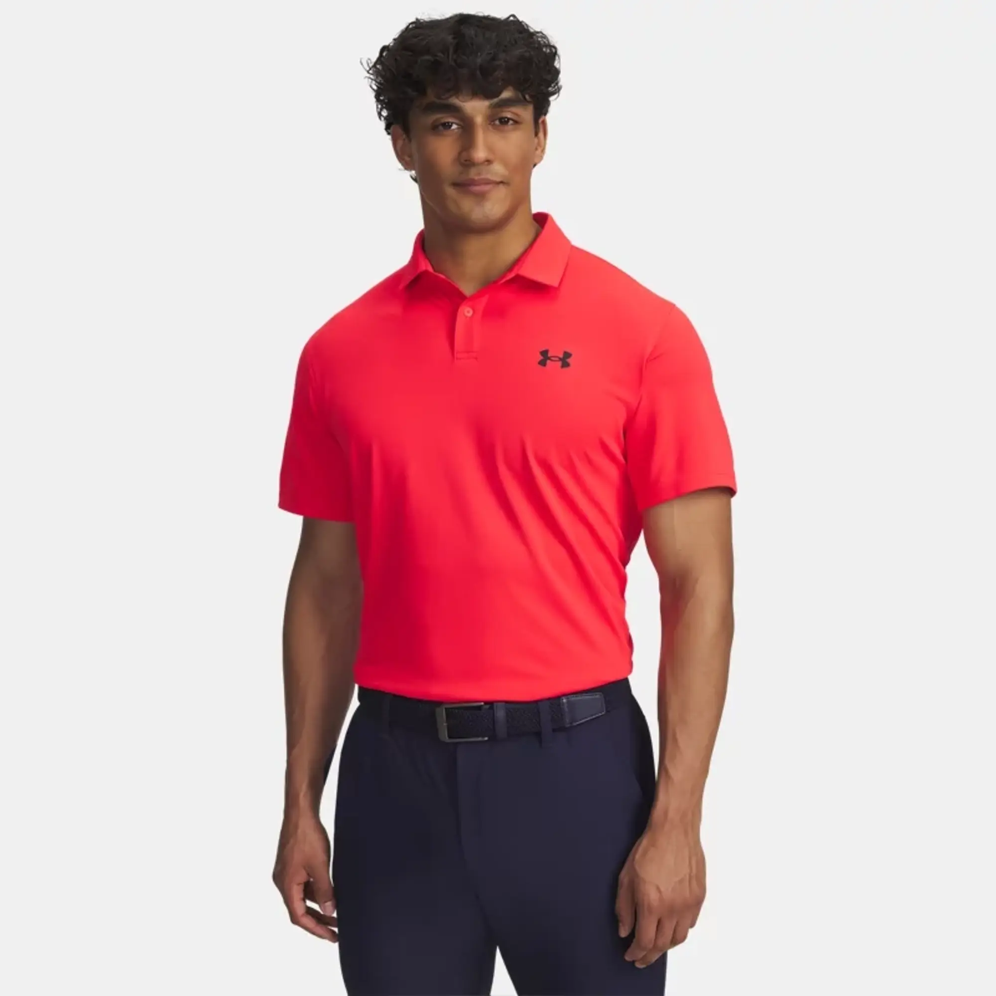 Under Armour  Tee To Green Pique Men's Polo Racer Red / Black L