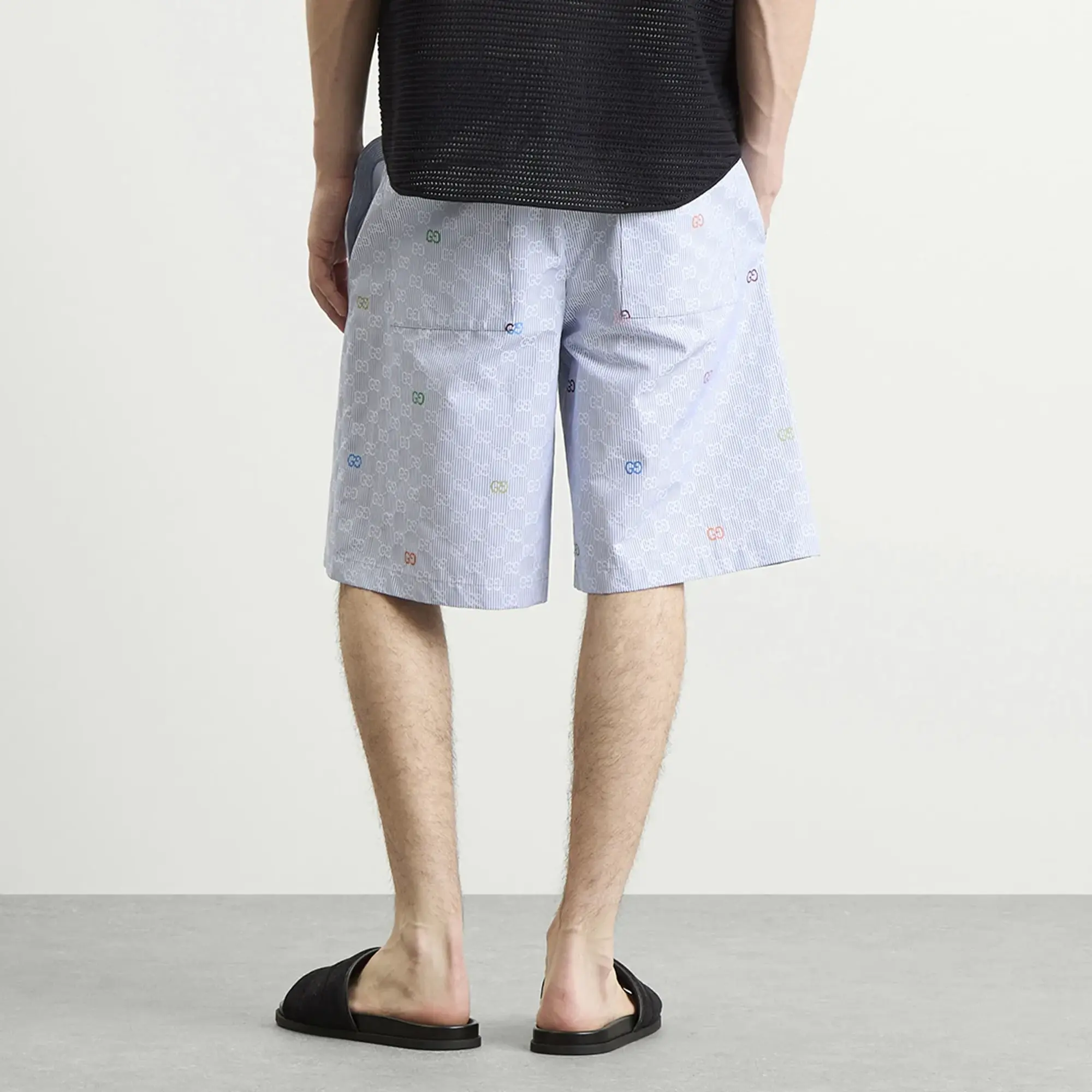 Gucci Men's Multicolour GG Stripe Shorts Blue