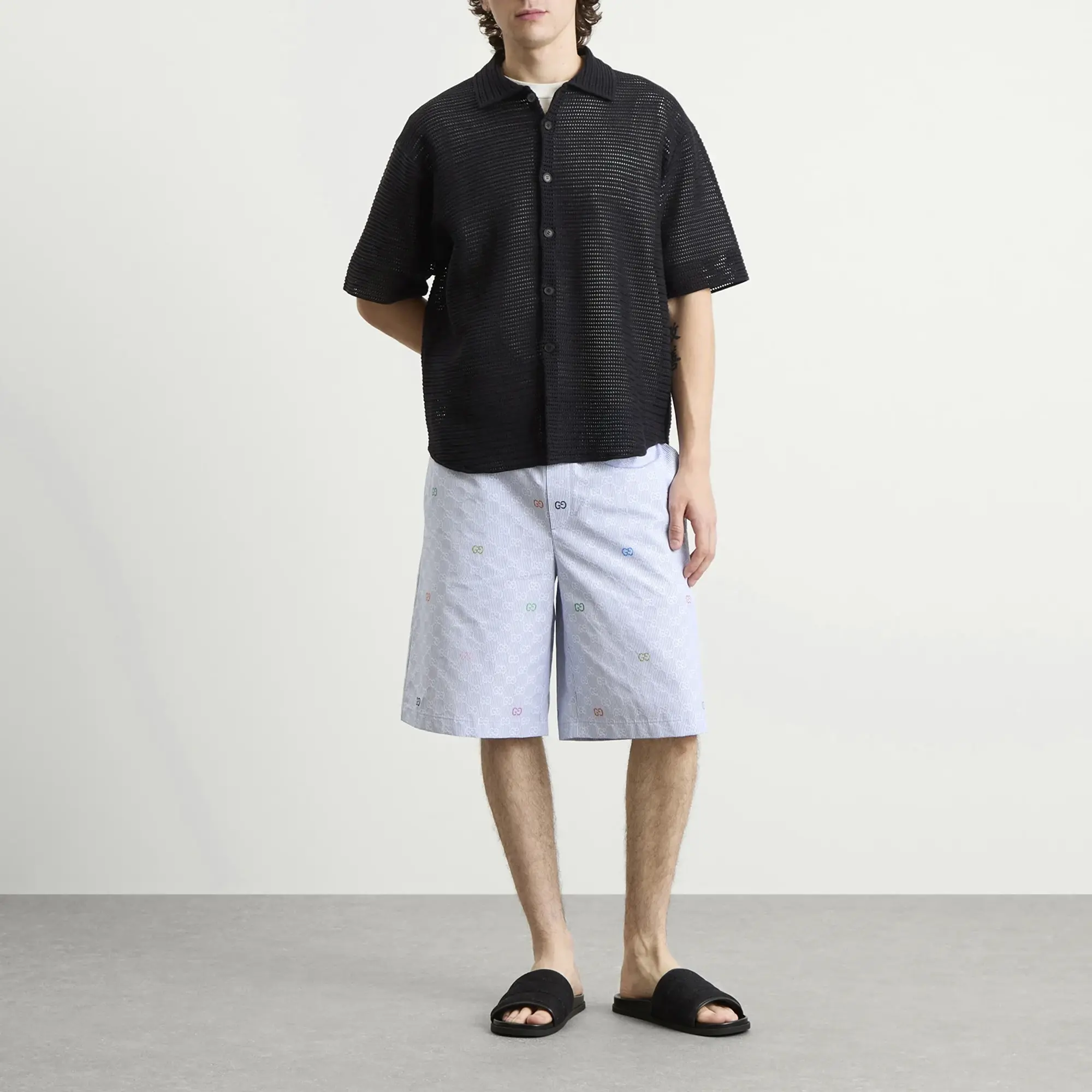 Gucci Men's Multicolour GG Stripe Shorts Blue