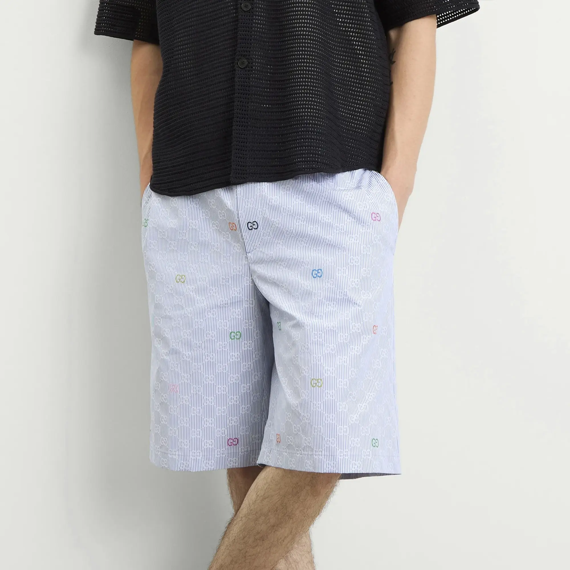 Gucci Men's Multicolour GG Stripe Shorts Blue