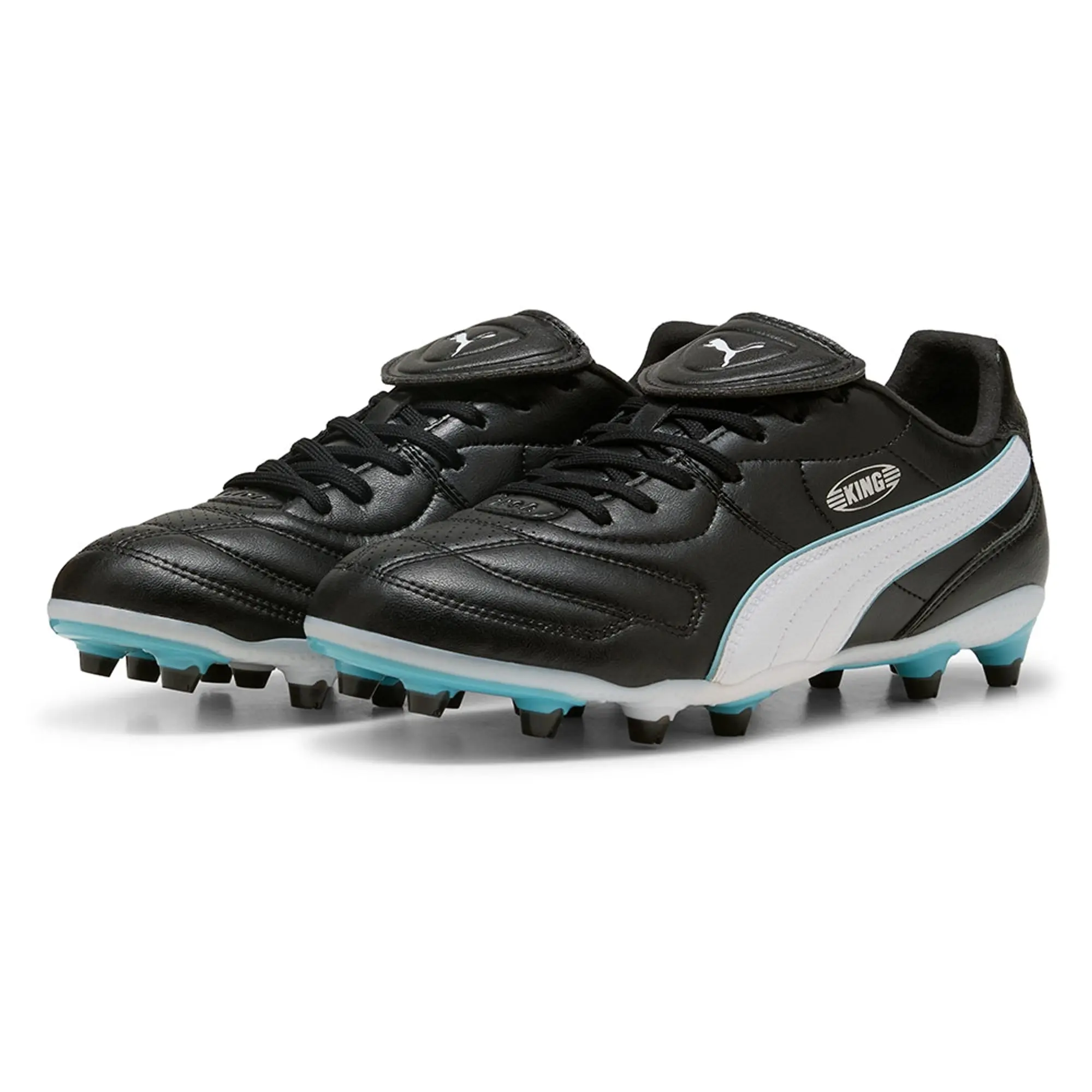 PUMA King Liga FG/AG Football Boots Women, Black/White/Aqua, size 3