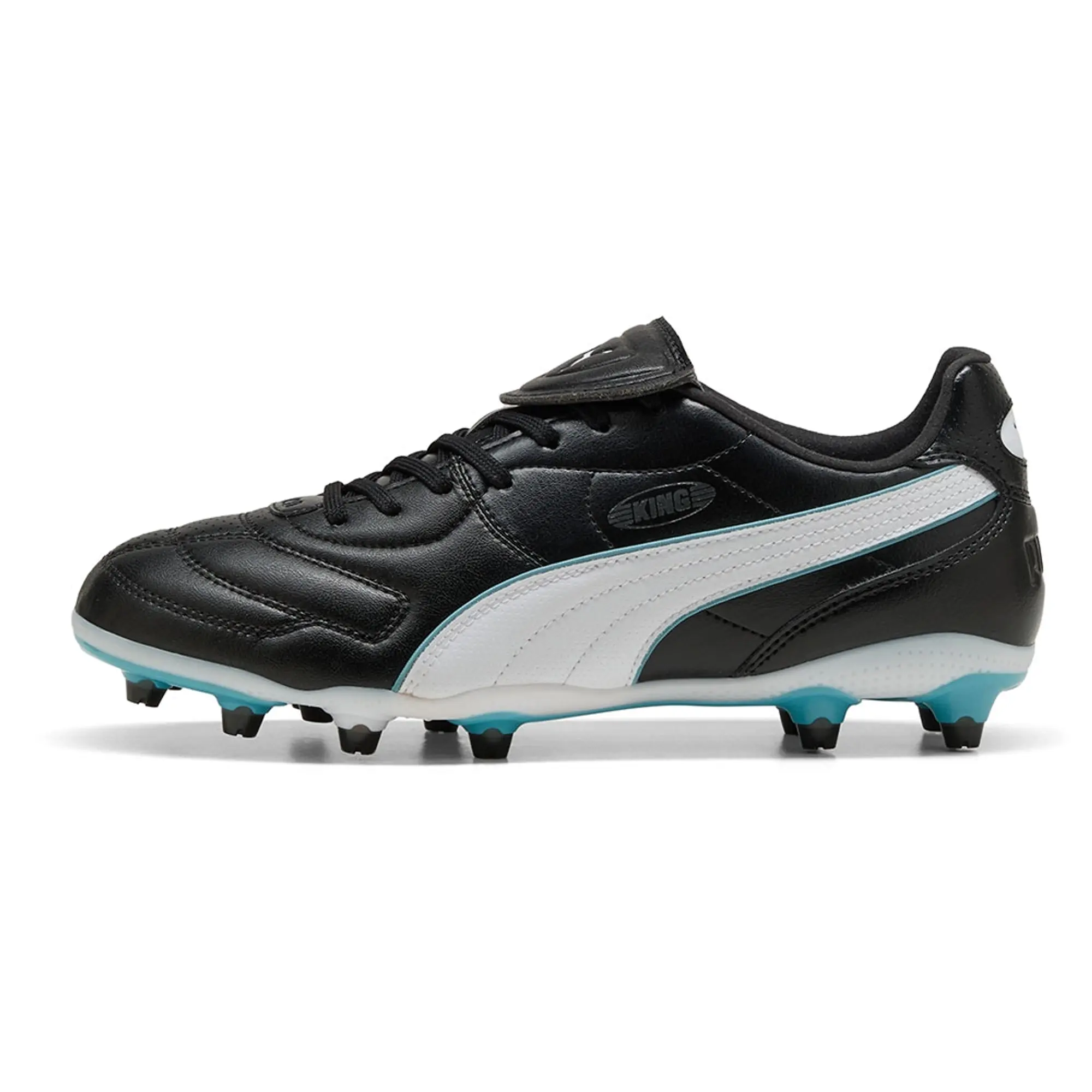 PUMA King Liga FG/AG Football Boots Women, Black/White/Aqua, size 3