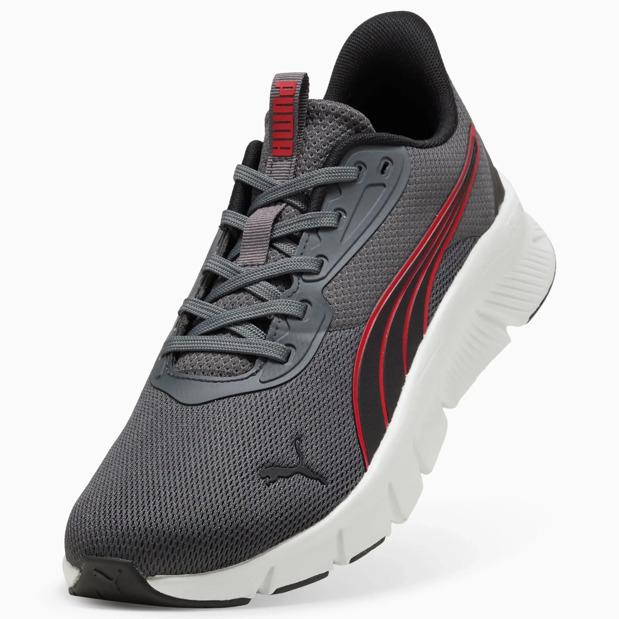 PUMA Flexfocus Lite Modern Running Shoes Unisex, Dusky Grey/For All Time Red/Black, size 10