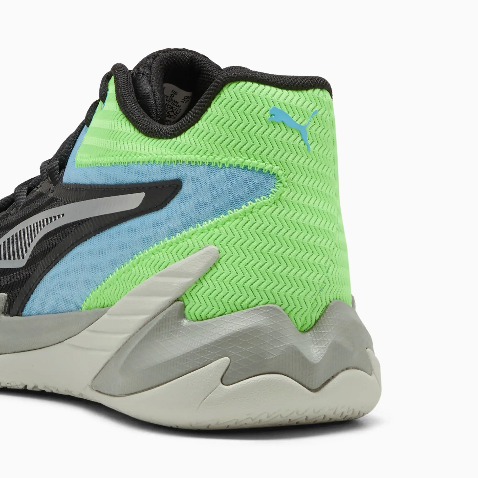 PUMA The Dagger Basketball Shoes Unisex, Black/Bright Aqua/Green Glare, size 10