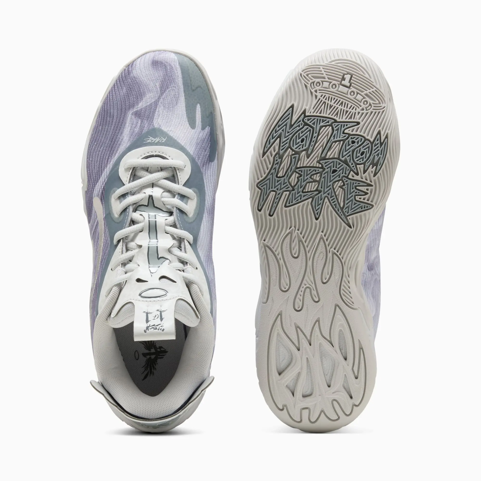 PUMA MB.04 Lo Team Basketball Shoes Unisex, Feather Grey/Cool Mid Grey/Cool Dark Grey, size 10