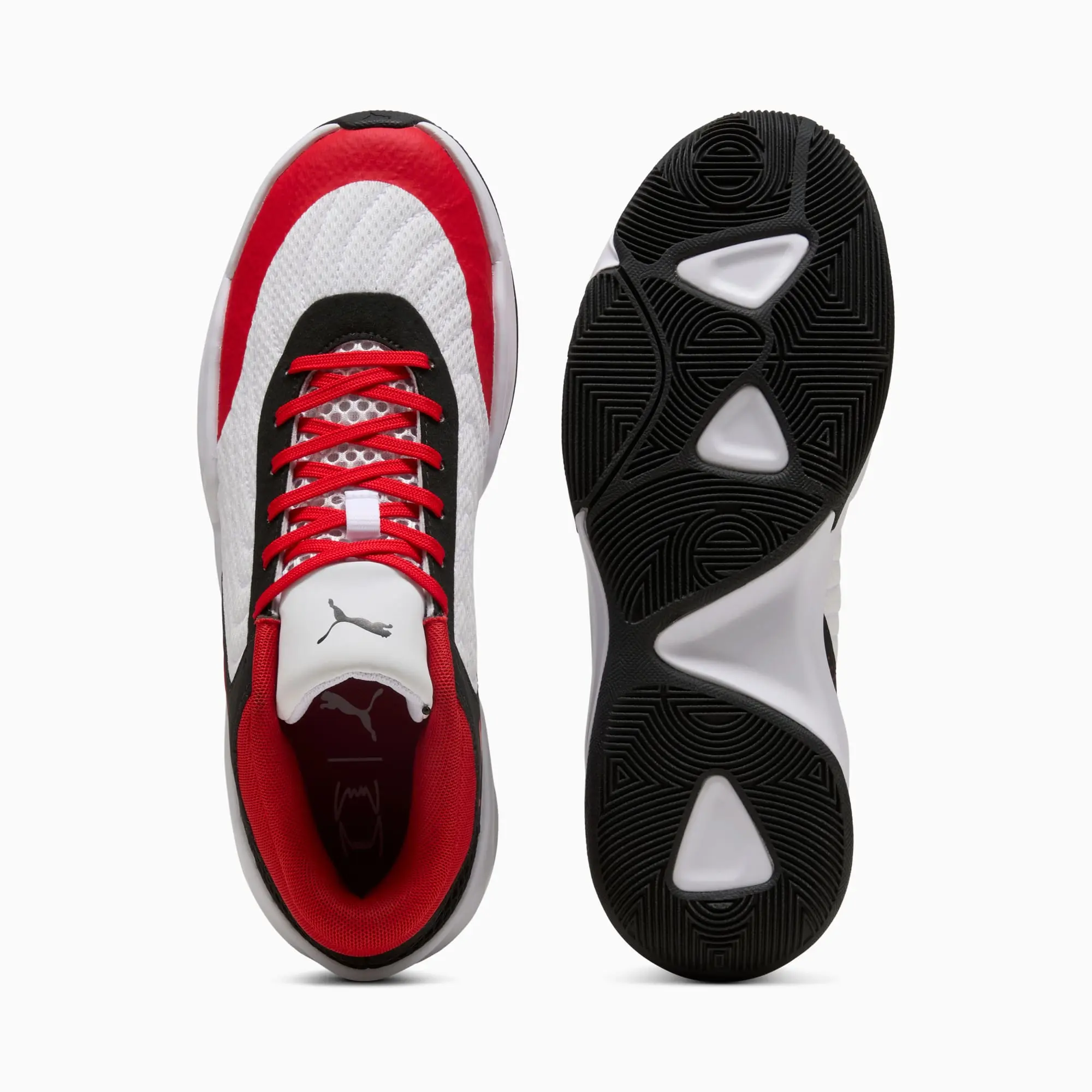PUMA Court Pro 2 Basketball Shoes Unisex, Black/For All Time Red/White, size 10