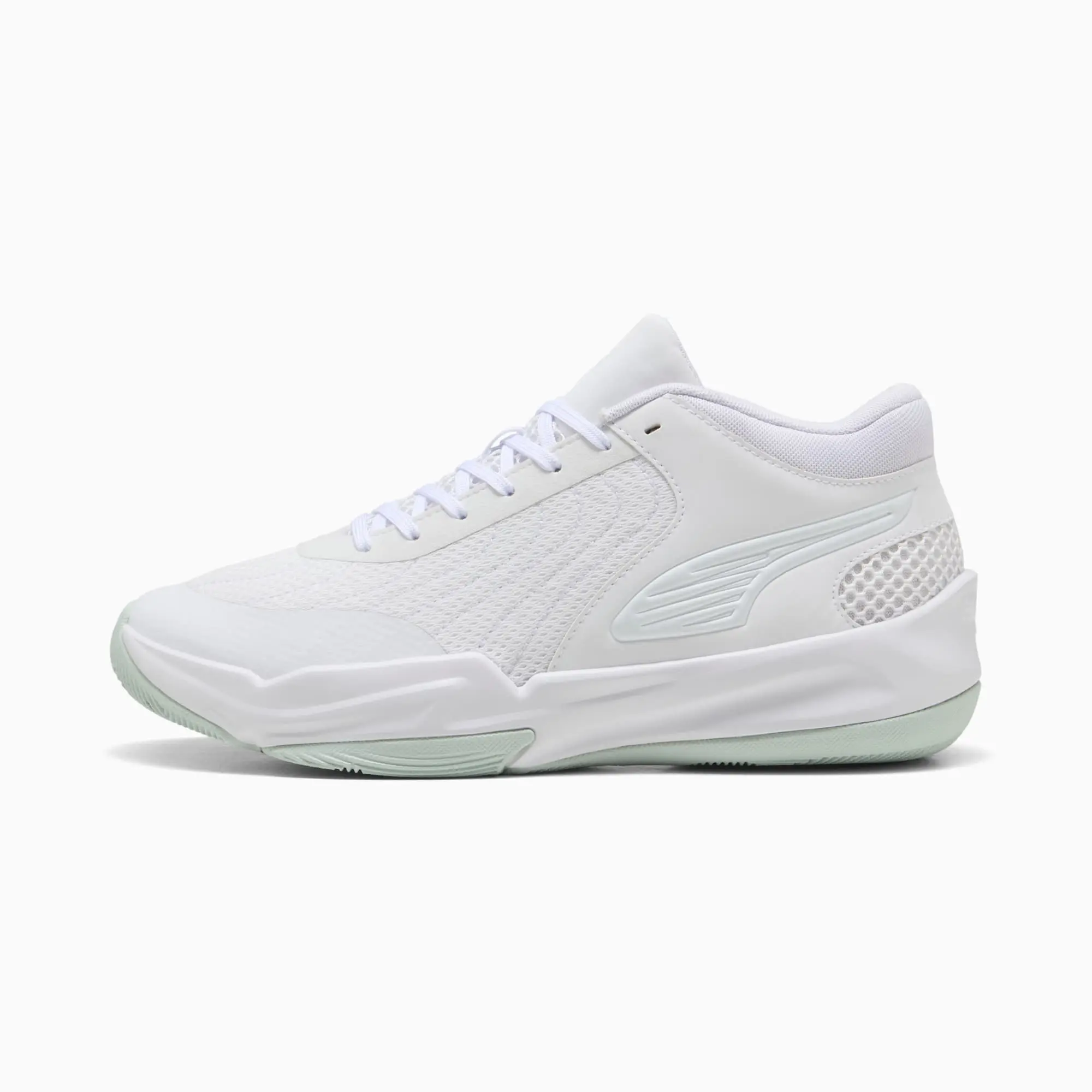 PUMA Court Pro 2 Basketball Shoes Unisex, White/Peaceful Blue, size 10