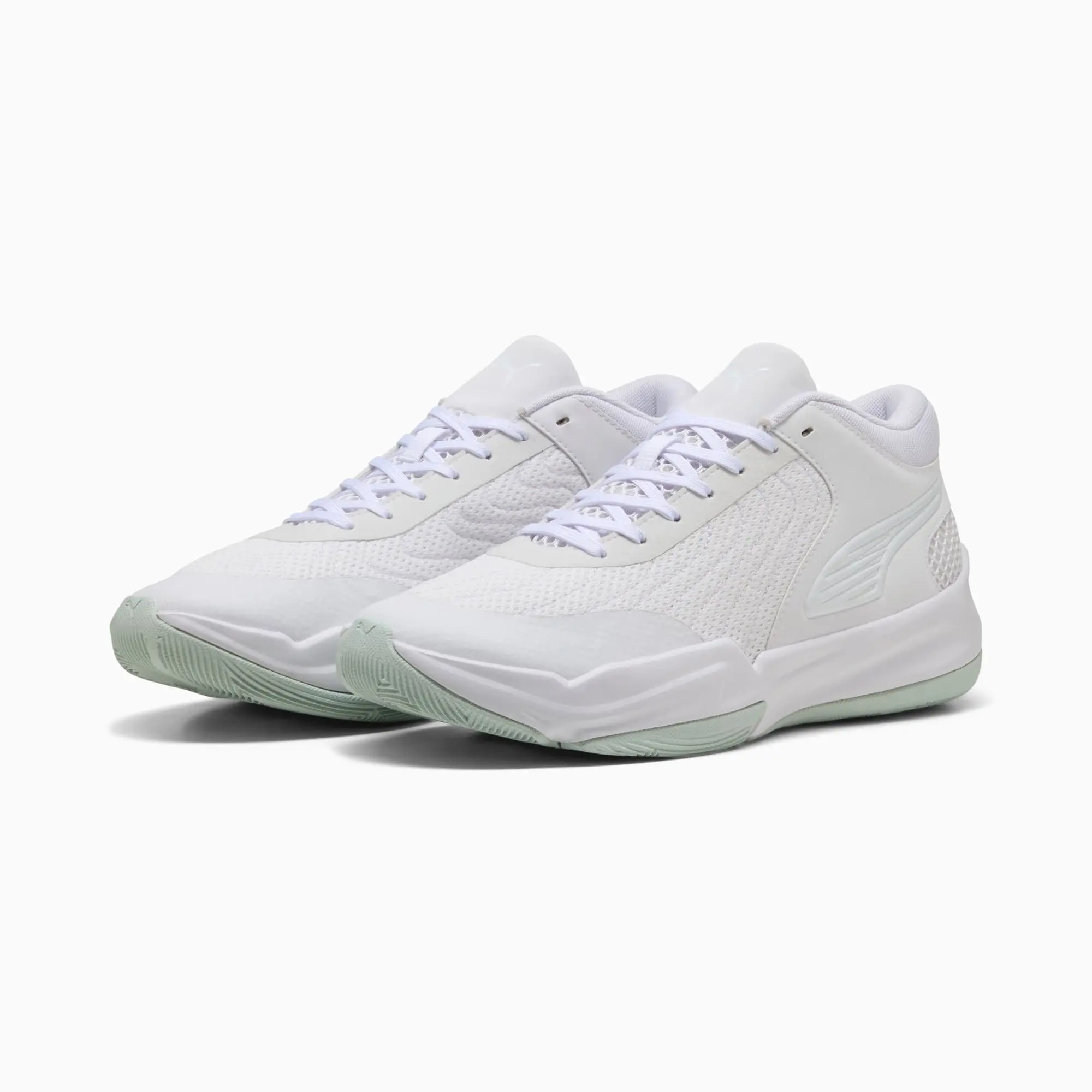 PUMA Court Pro 2 Basketball Shoes Unisex, White/Peaceful Blue, size 10