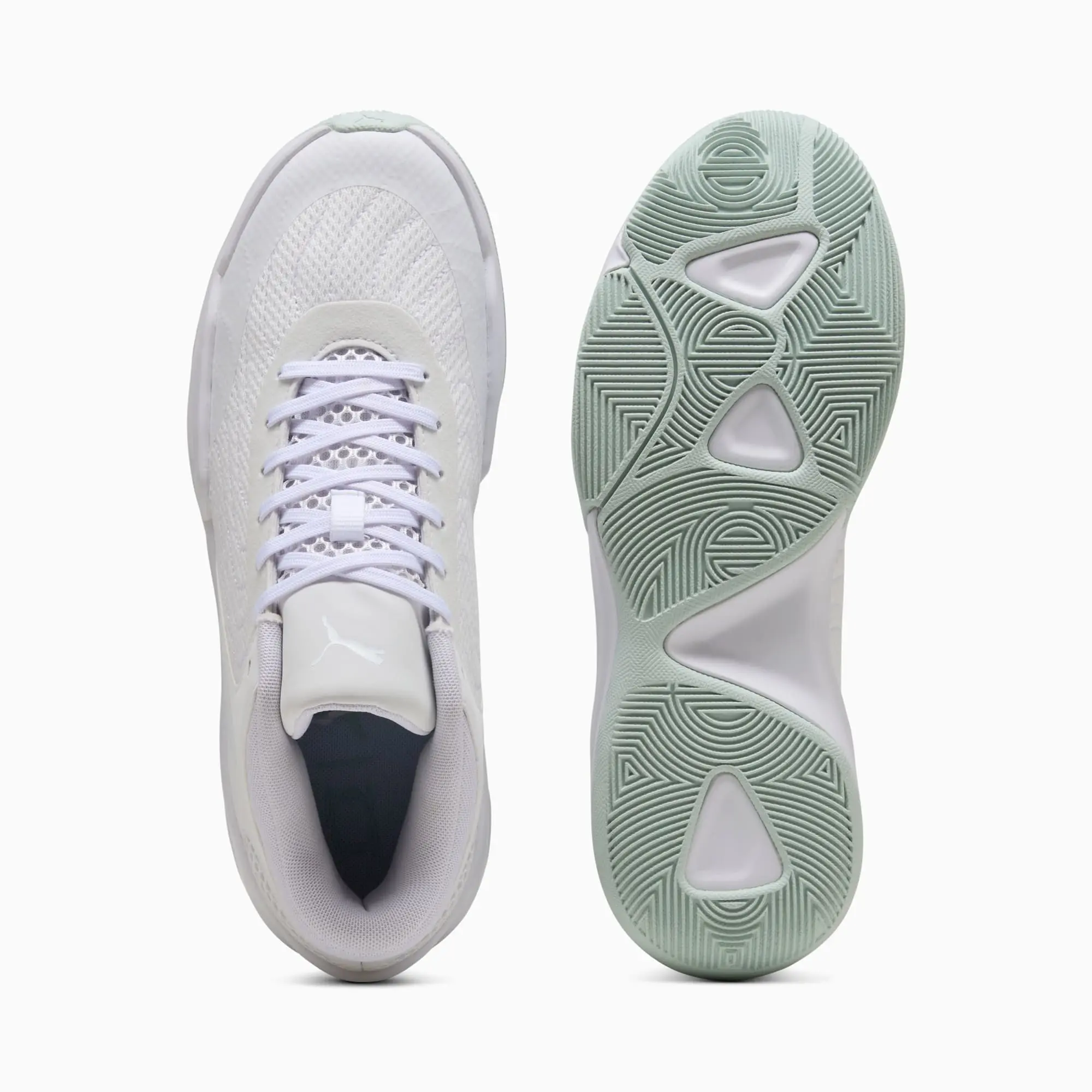 PUMA Court Pro 2 Basketball Shoes Unisex, White/Peaceful Blue, size 10